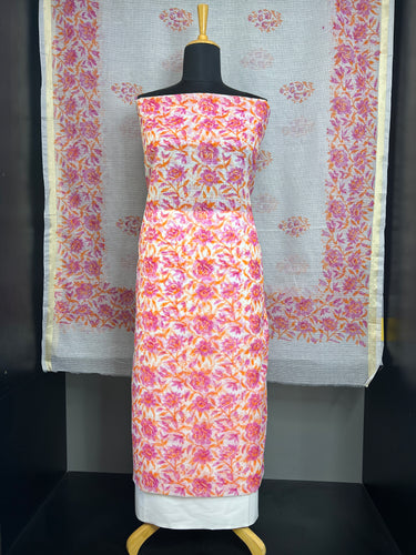 Floral Block Printed Silky Kota Salwar Set | RK307