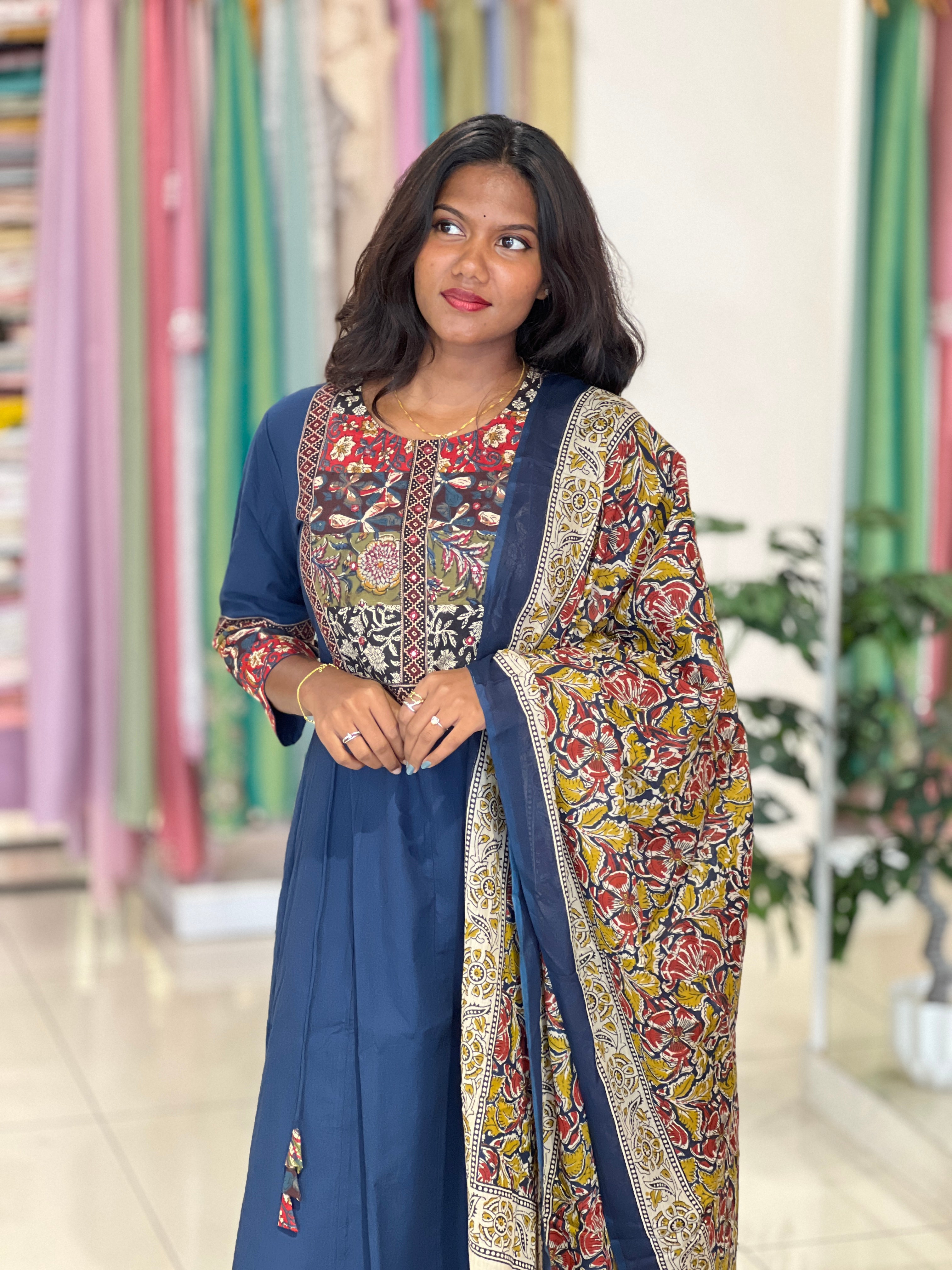 Multi Colour Patch Work Cotton Kurta Set | OMF132