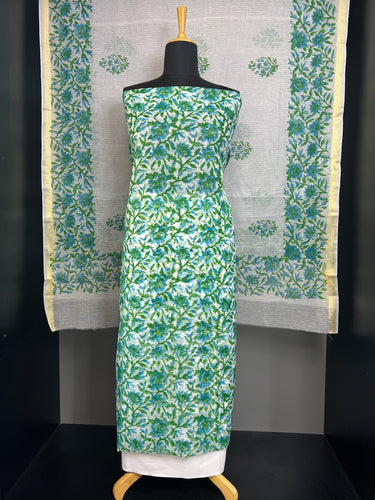 Floral Block Printed Silky Kota Salwar Set | RK308