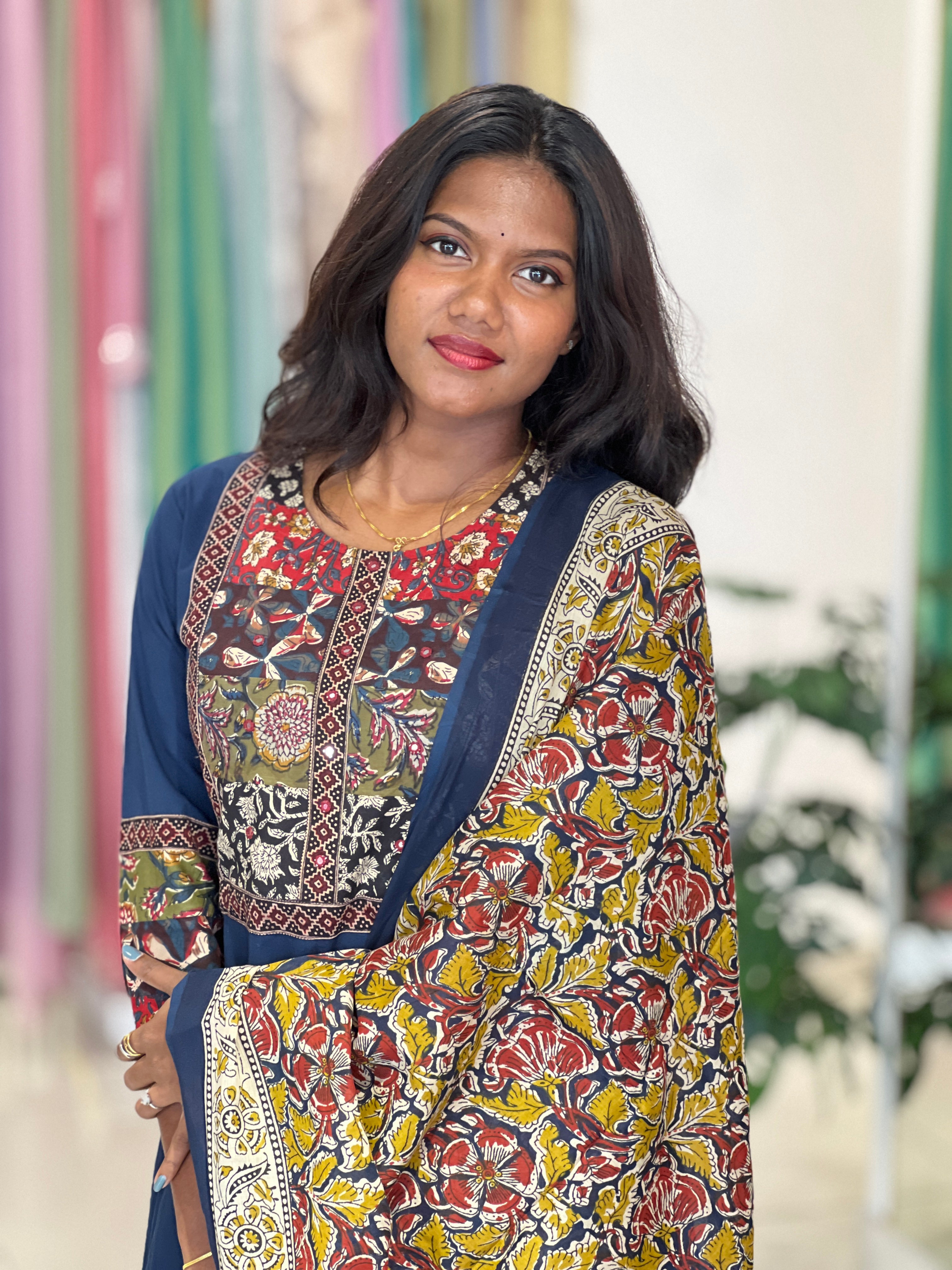 Multi Colour Patch Work Cotton Kurta Set | OMF132