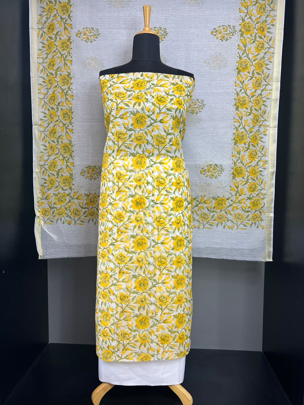Floral Block Printed Silky Kota Salwar Set | RK306