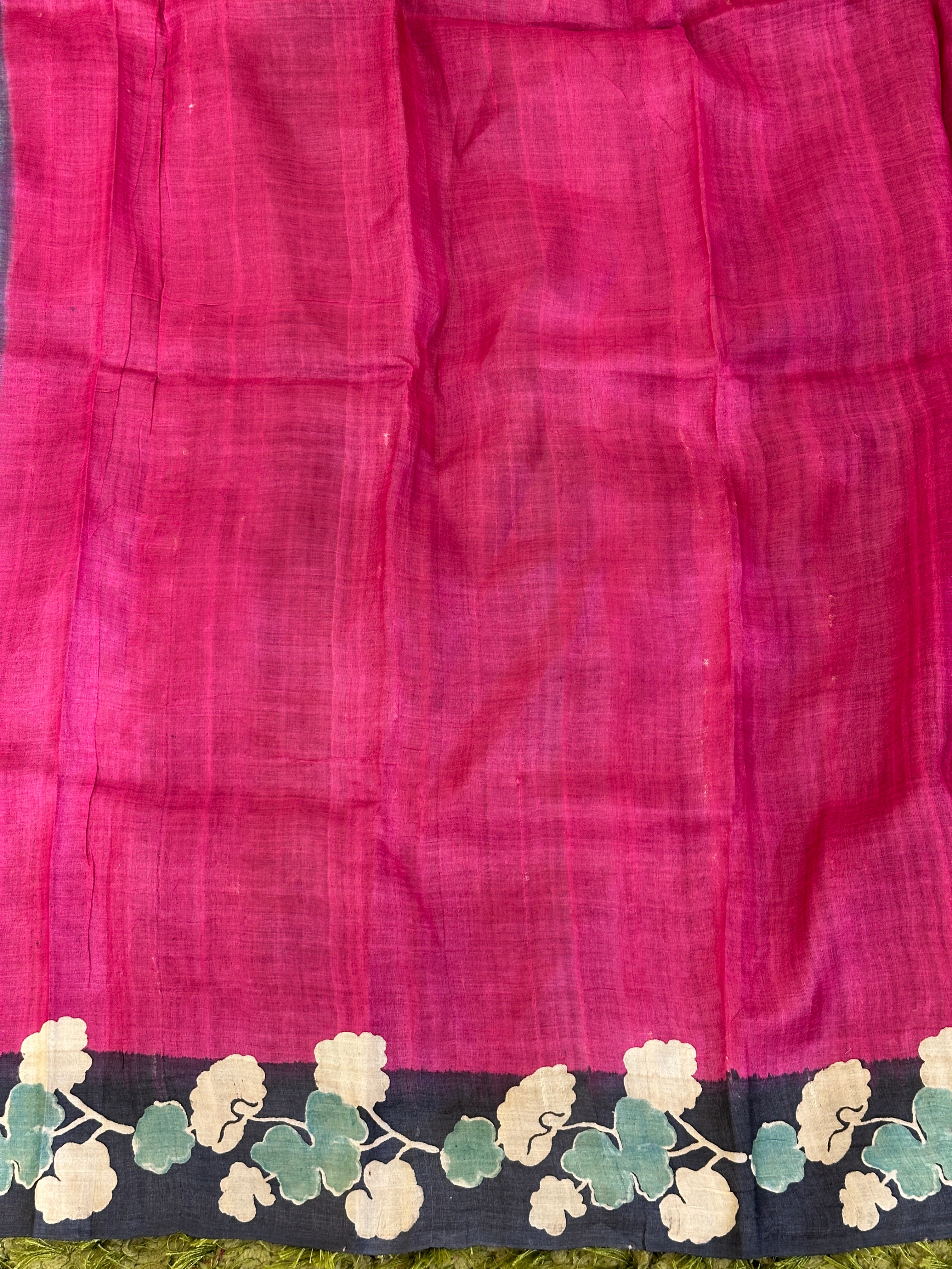 Hand Block Discharge Printed Pure Desi Tussar Saree | AYD175