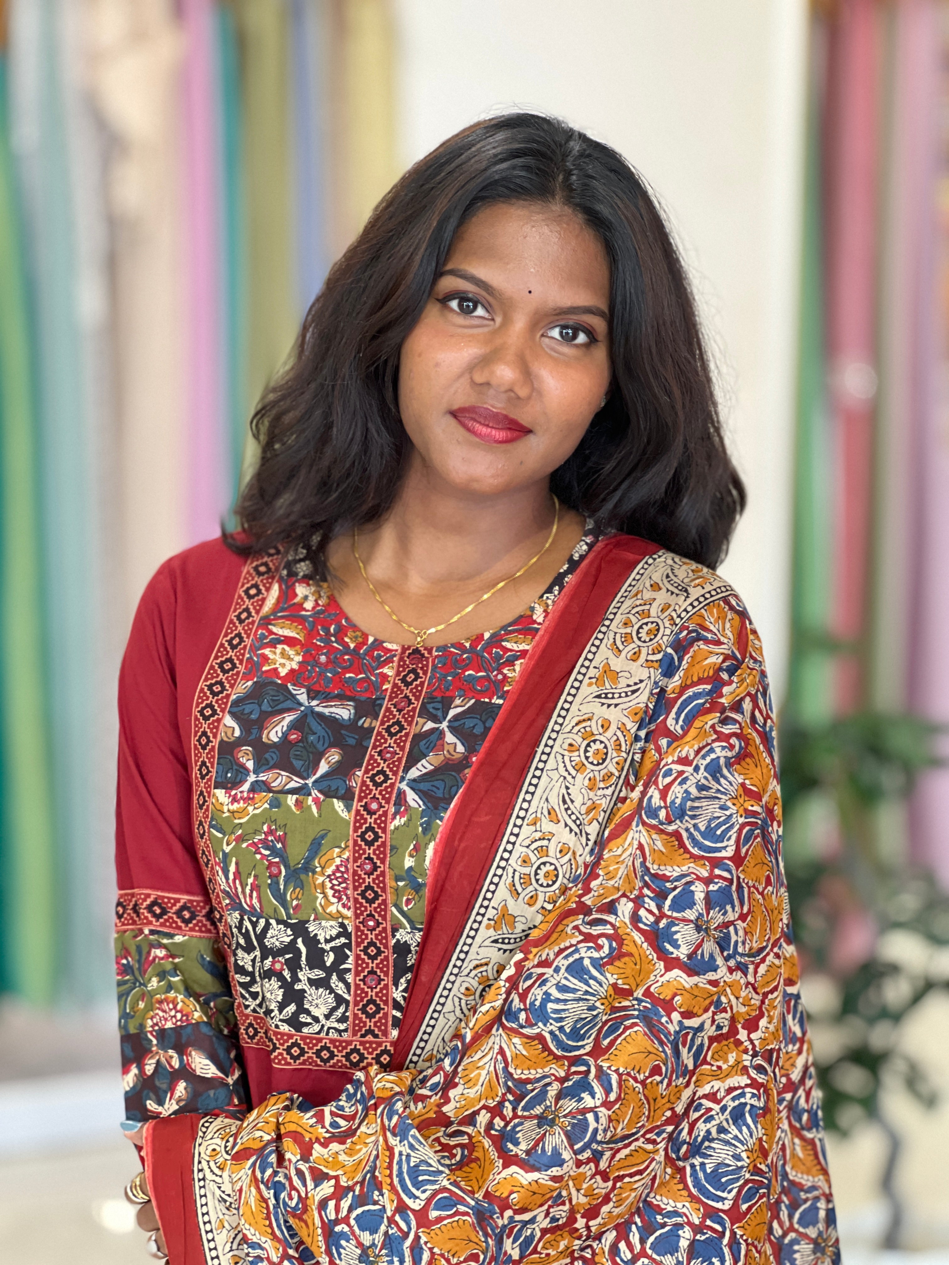 Multi Colour Patch Work Cotton Kurta Set |OMF134