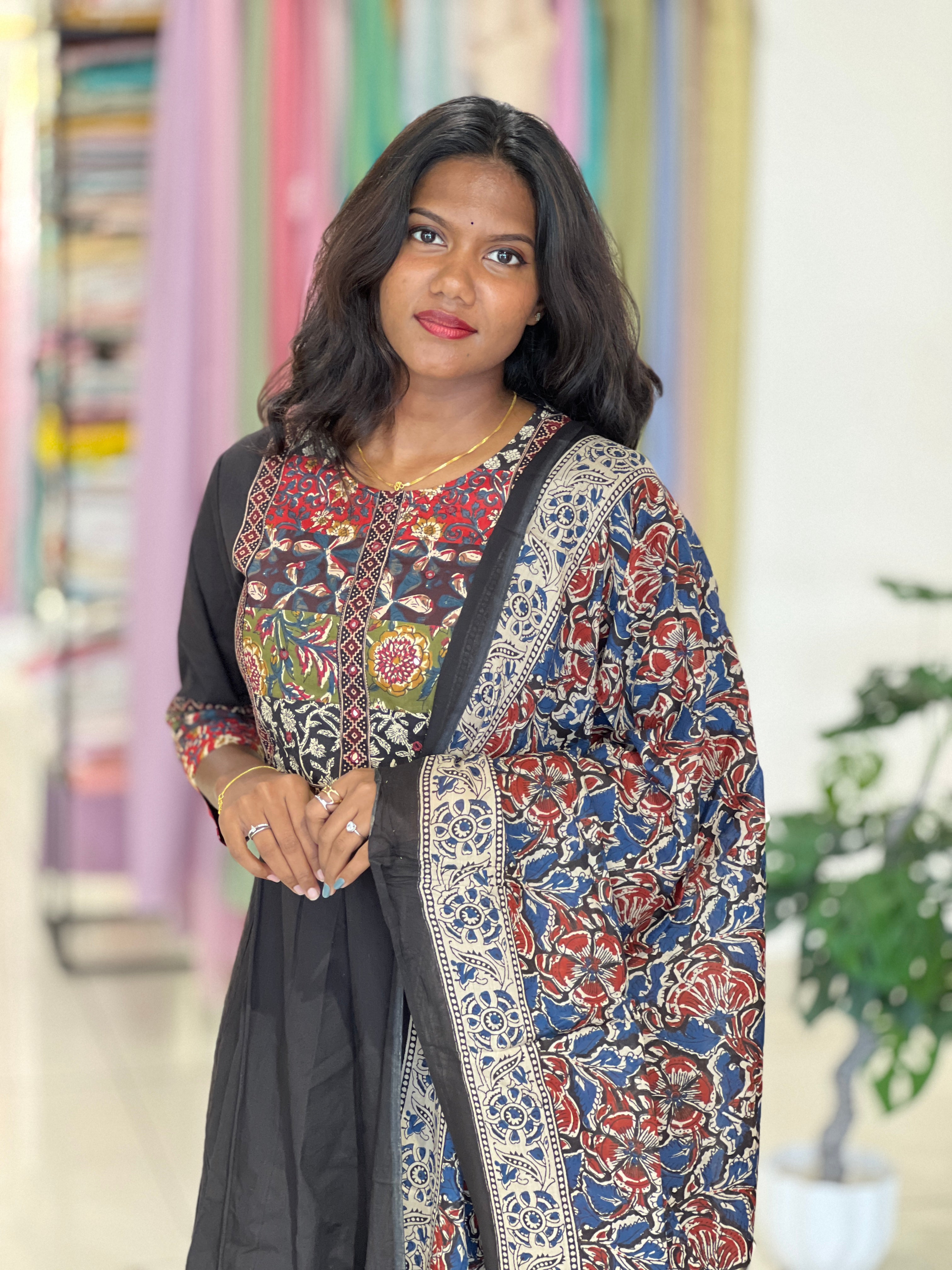 Multi Colour Patch Work Cotton Kurta Set |OMF133