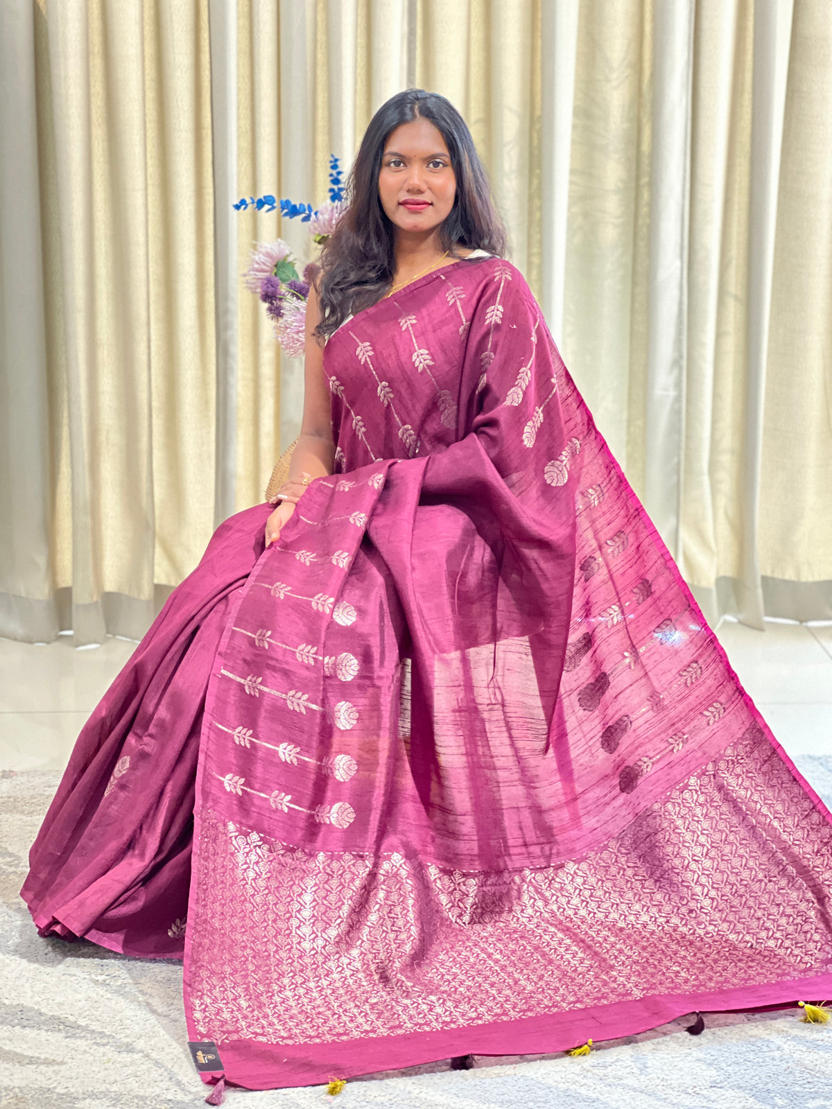 Banarasi Weaved Pattern Tussar Finish Saree | YNG1710