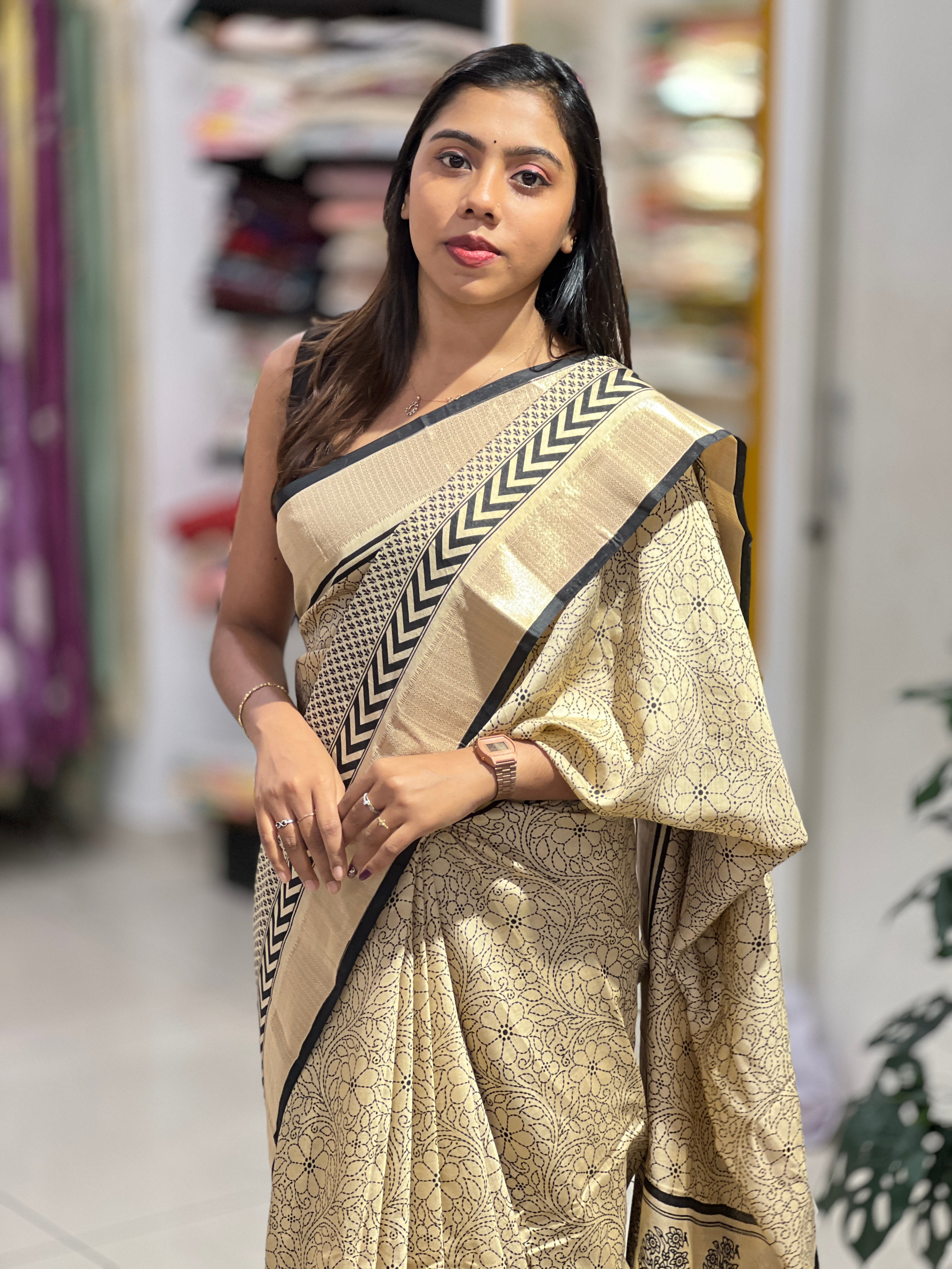 Floral Digital Printed Semi Silk Saree | PKS162