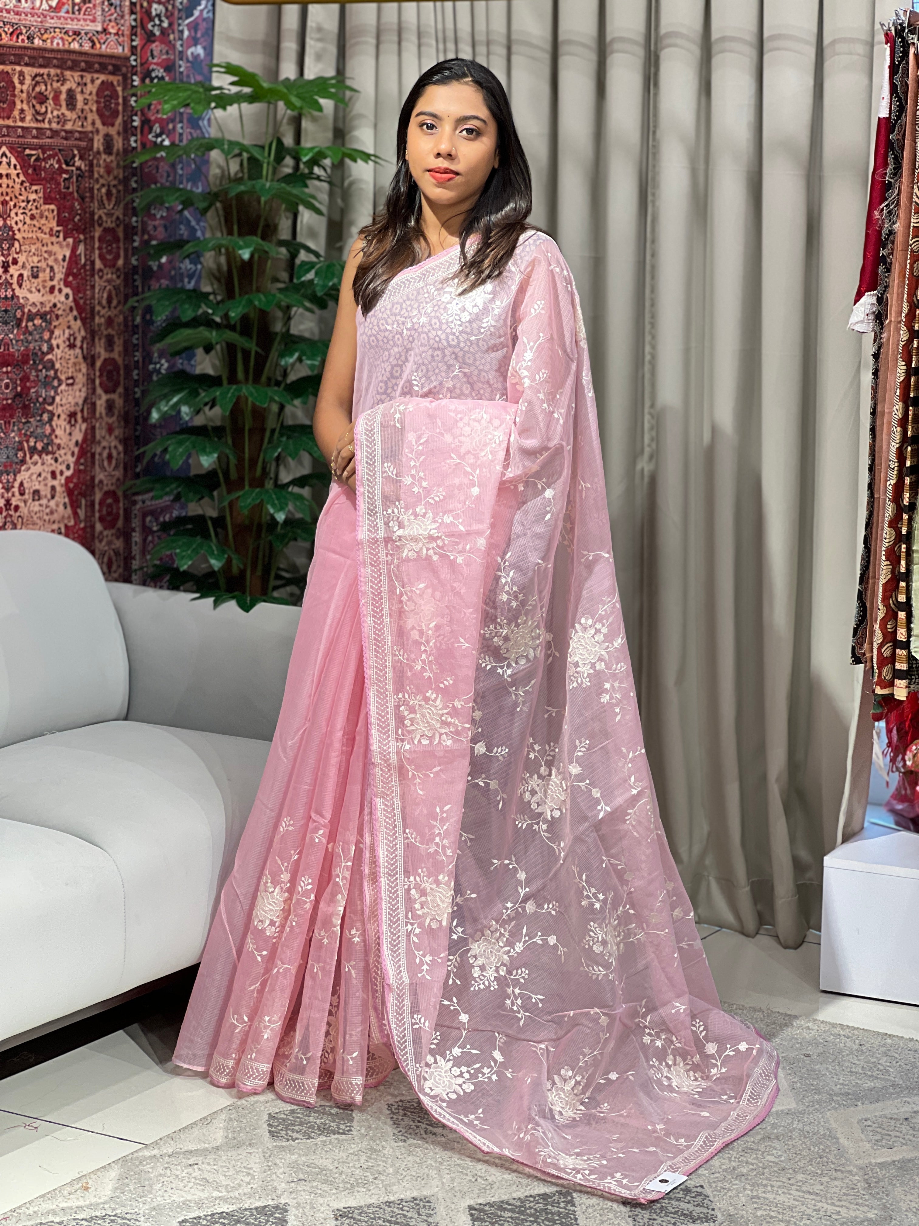 Machine Embroidery Detailed Silky Kota Saree | BLD1556