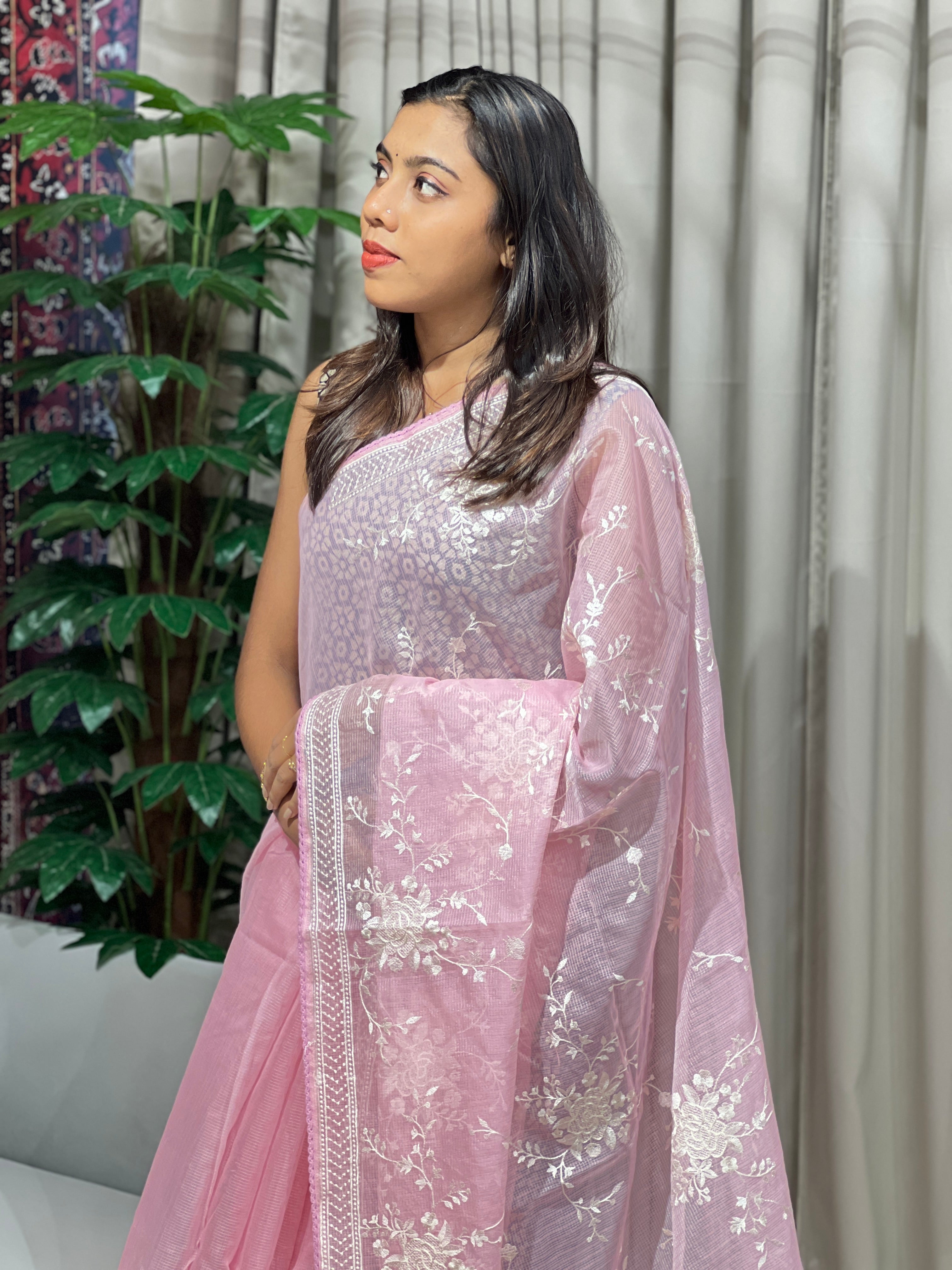 Machine Embroidery Detailed Silky Kota Saree | BLD1556