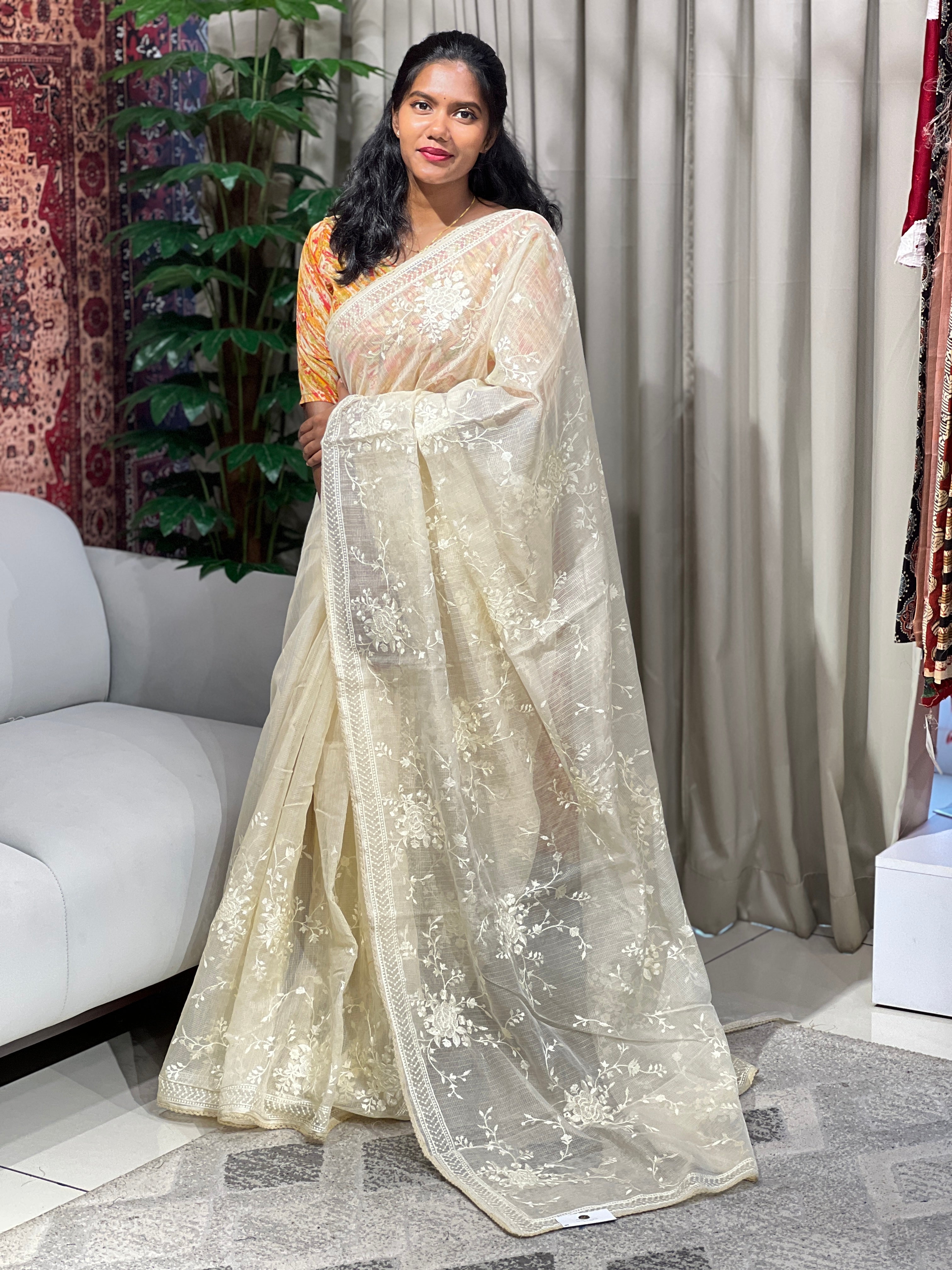 Machine Embroidery Detailed Silky Kota Saree | BLD1559