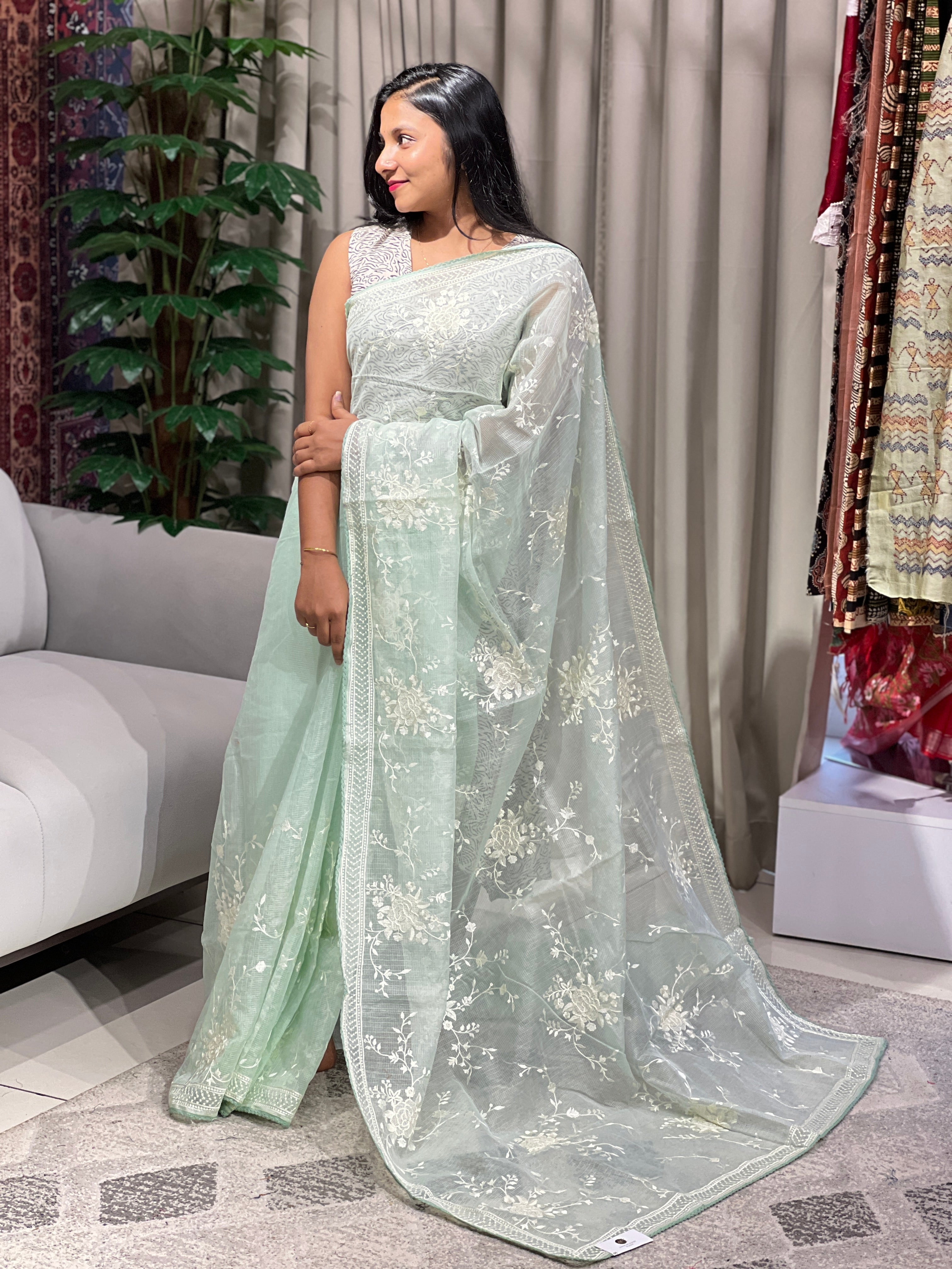 Machine Embroidery Detailed Silky Kota Saree | BLD1558