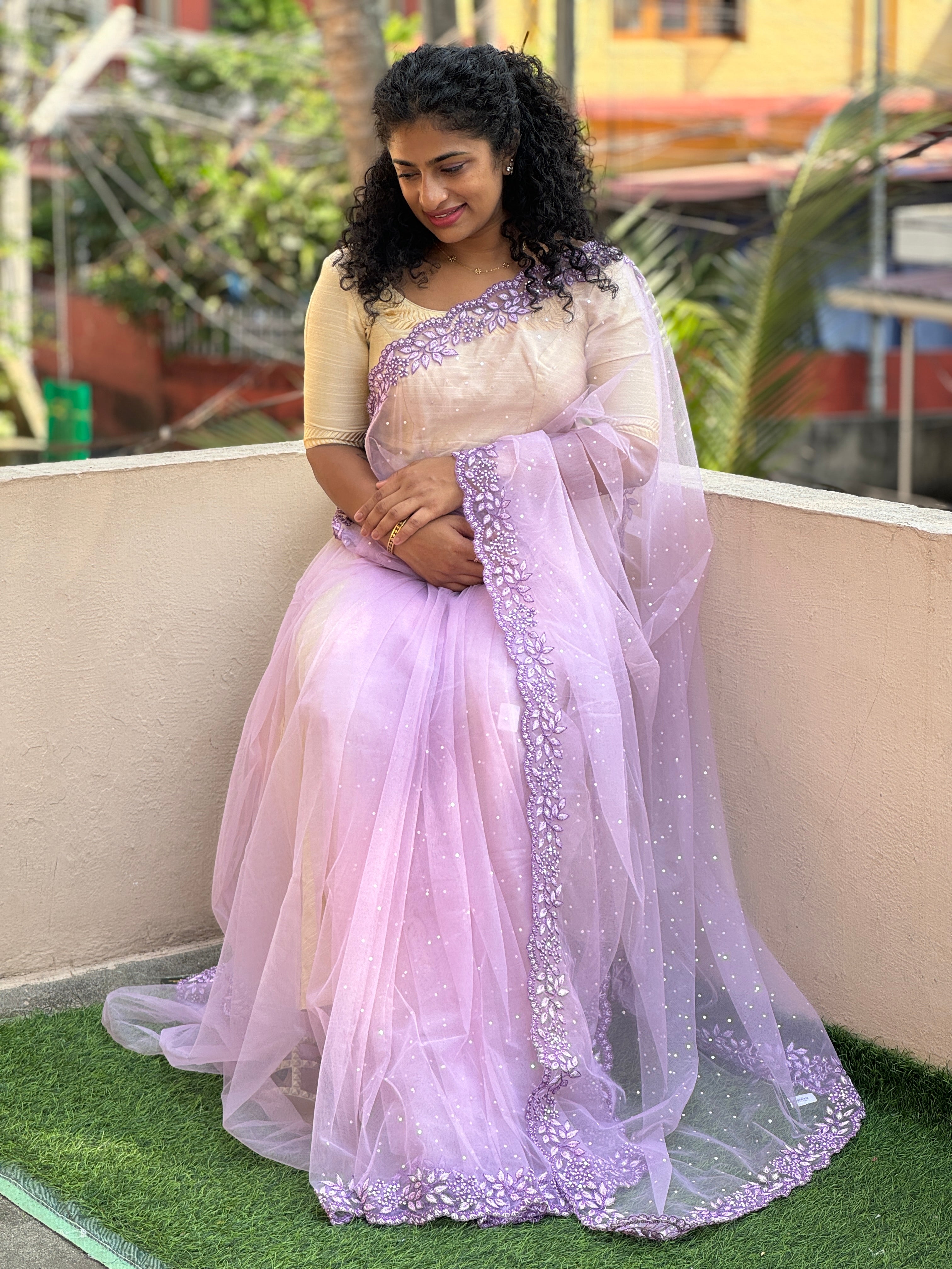Hand Worked Net Saree | SBP136
