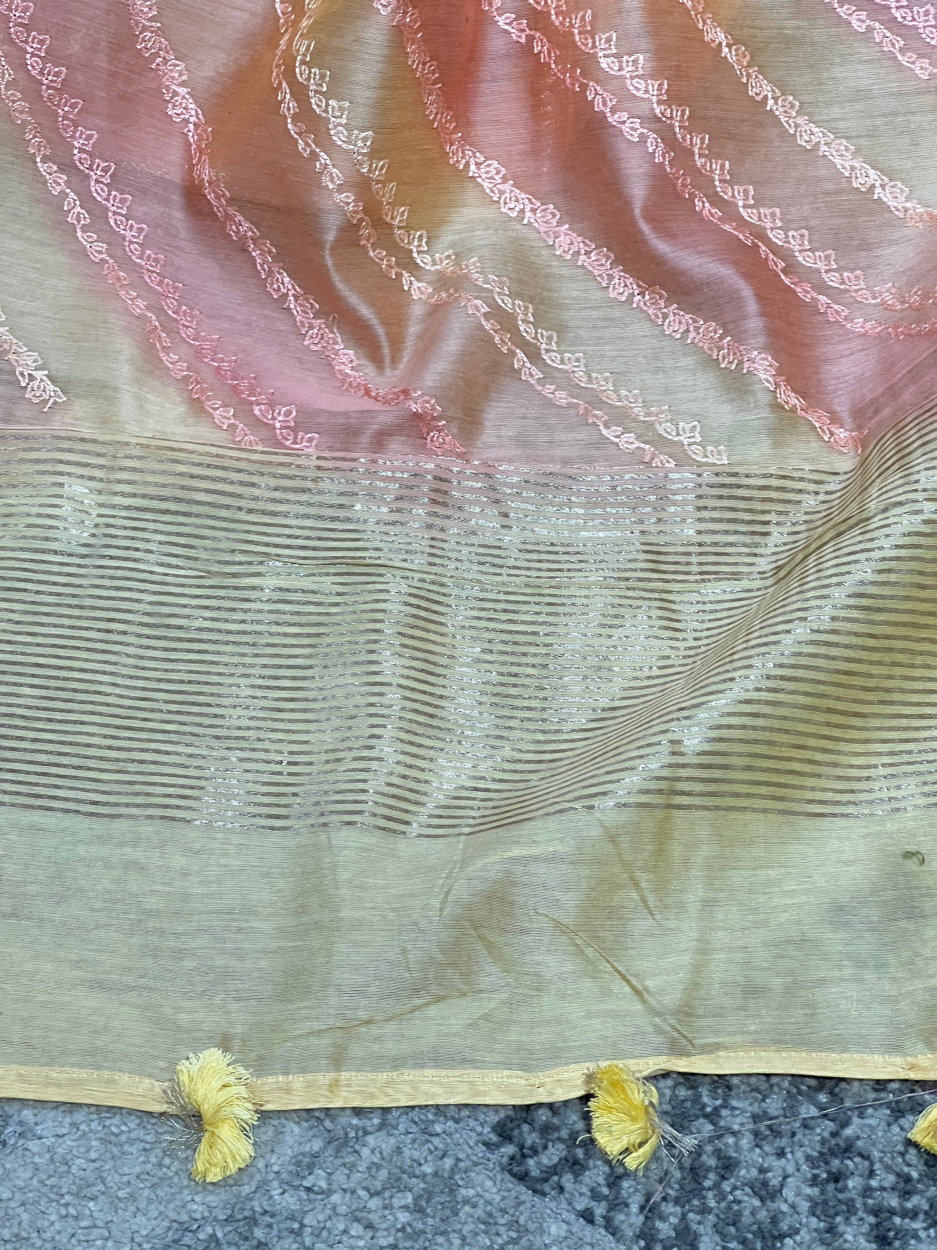 Leher Pattern Chanderi Finish Saree | JRT126