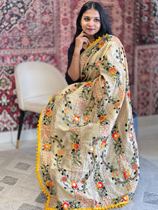 Thread Embroidery Detailed Chanderi Finish Dupatta | VET293