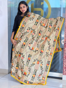 Thread Embroidery Detailed Chanderi Finish Dupatta | VET293