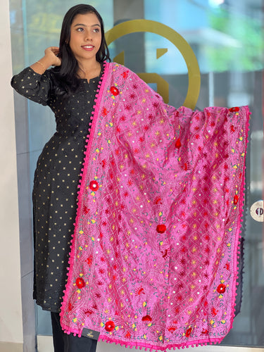 Thread Embroidery Detailed Chanderi Finish Dupatta | VET269