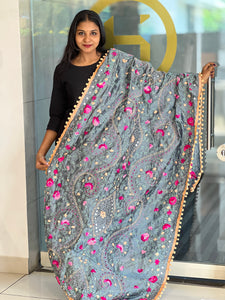 Thread Embroidery Detailed Chanderi Finish Dupatta | VET266