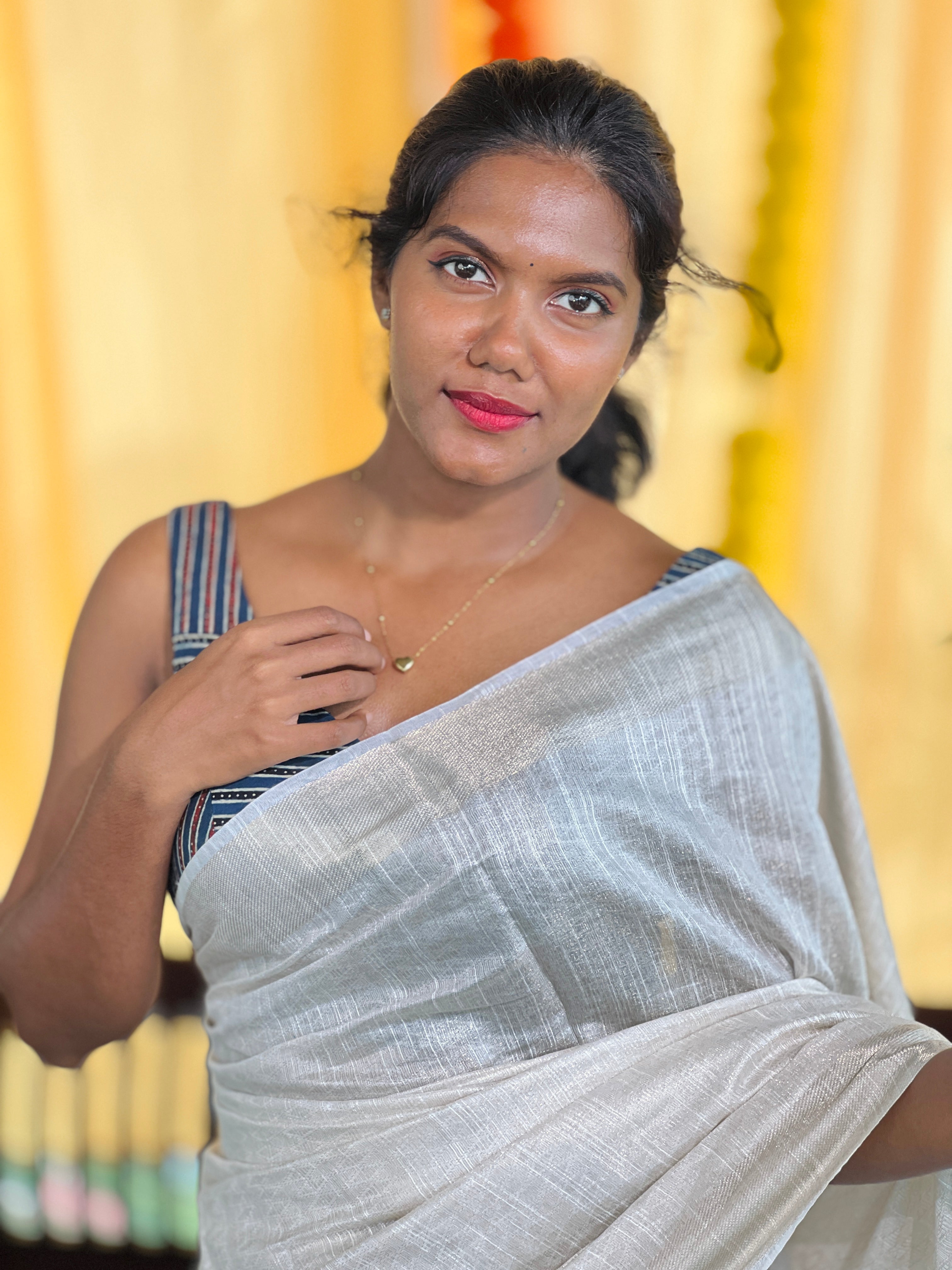 Zari Weaved Bhagalpuri Linen Saree | SK448