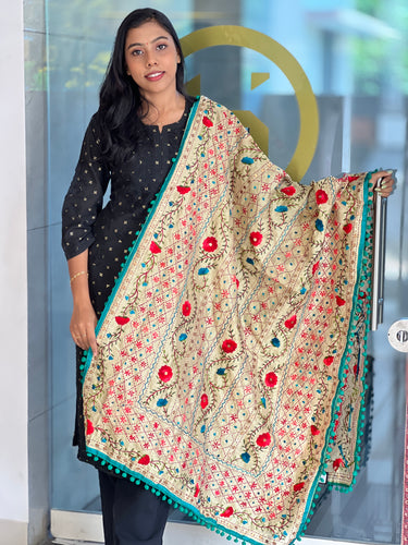 Thread Embroidery Detailed Chanderi Finish Dupatta | VET275