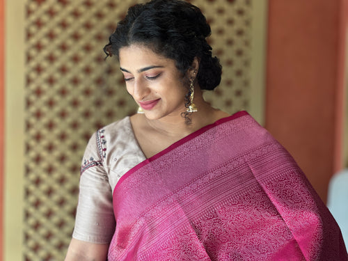 Floral Jaal Weaving Kanchipuram Saree | HH200