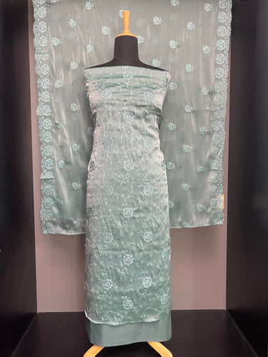 Floral Embroidery Detailed Shimmer Organza Saree | SW2163