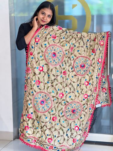 Thread Embroidery Detailed Chanderi Finish Dupatta | VET263