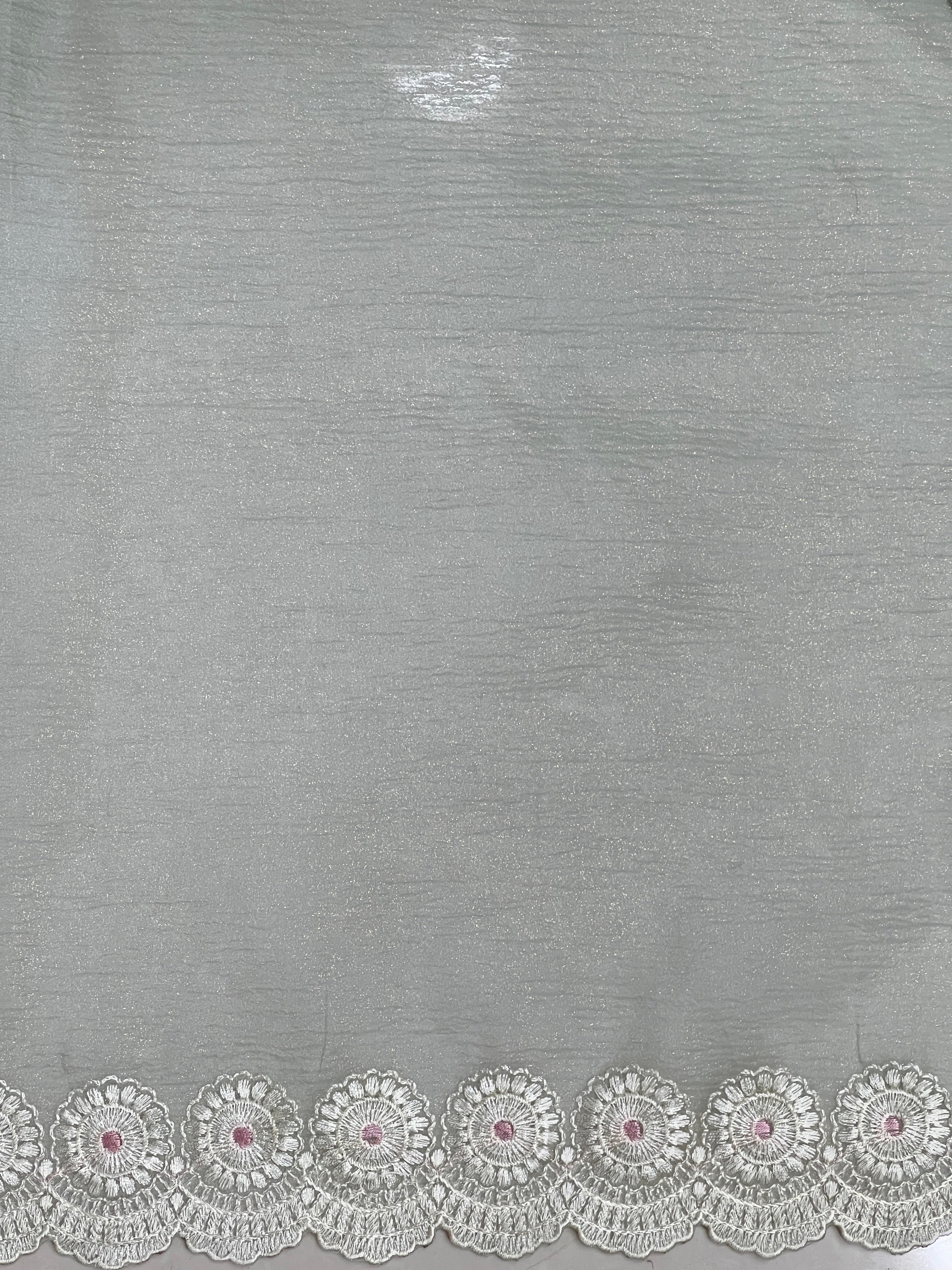 Floral Machine Embroidery Detailed Crushed Shimmer Organza Saree | BLD1551