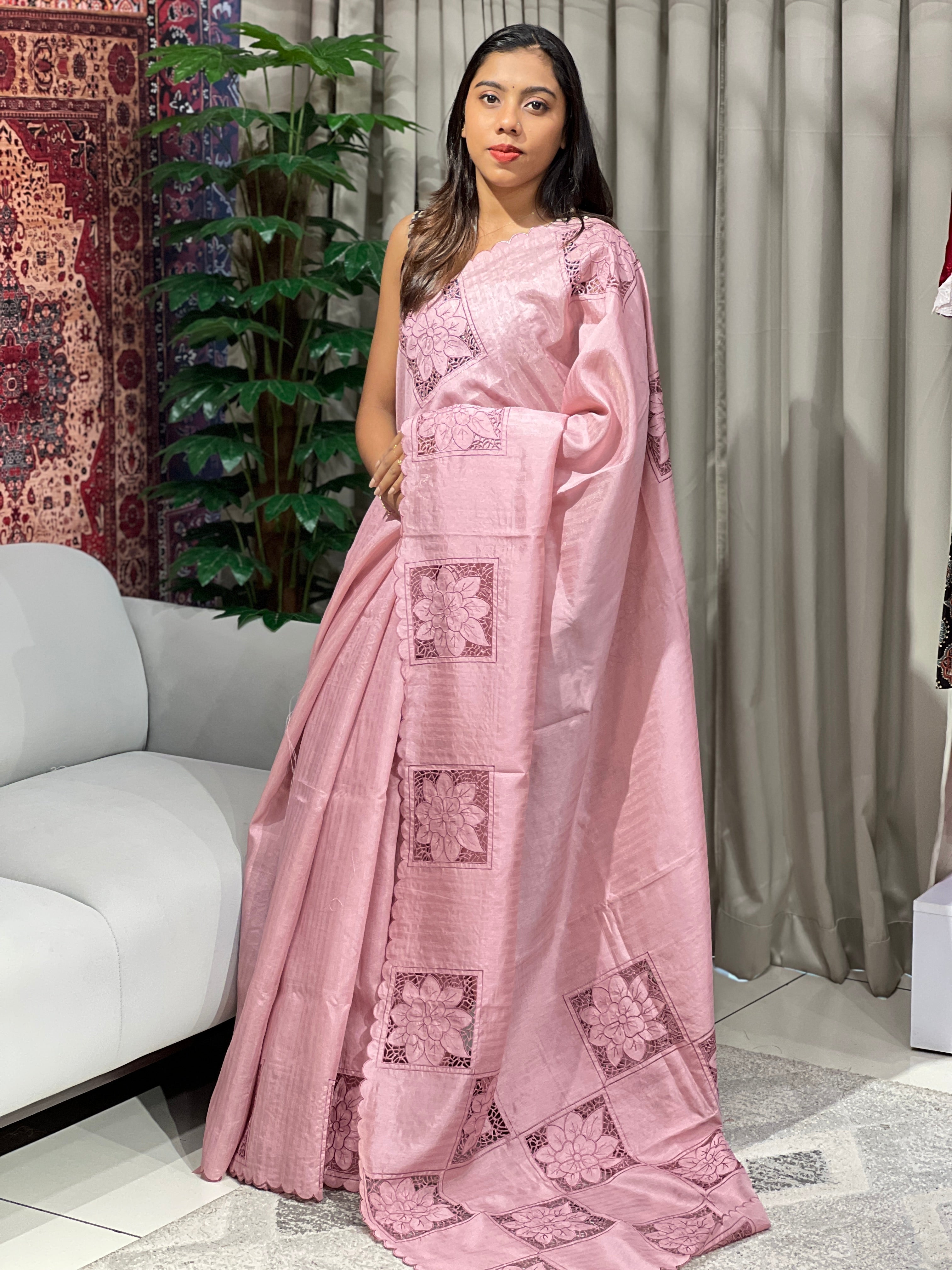 Cutwork Detailed Semi Tussar Saree | BLD1546