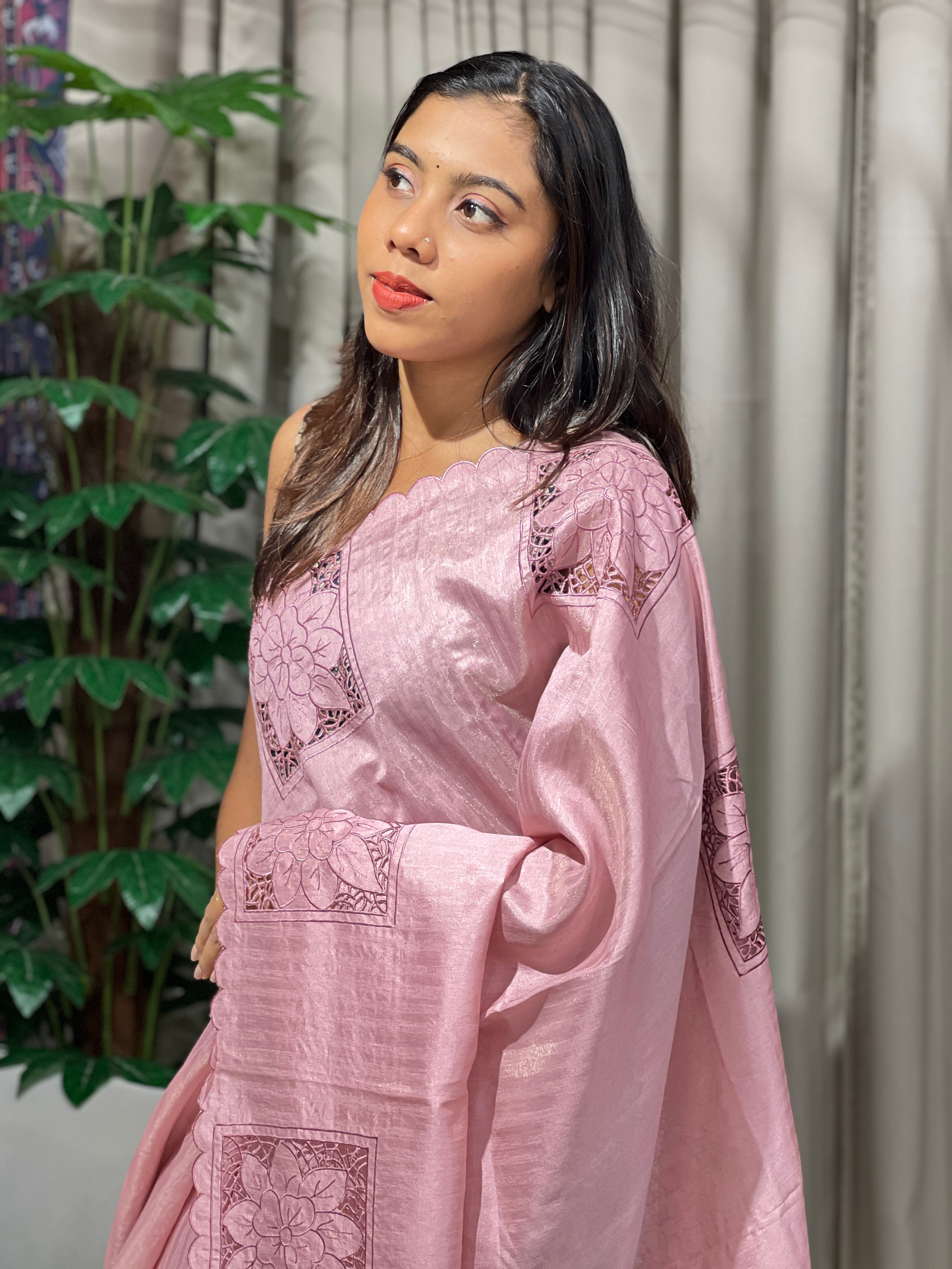 Cutwork Detailed Semi Tussar Saree | BLD1546