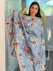 Thread Embroidery Detailed Chanderi Finish Dupatta | VET265