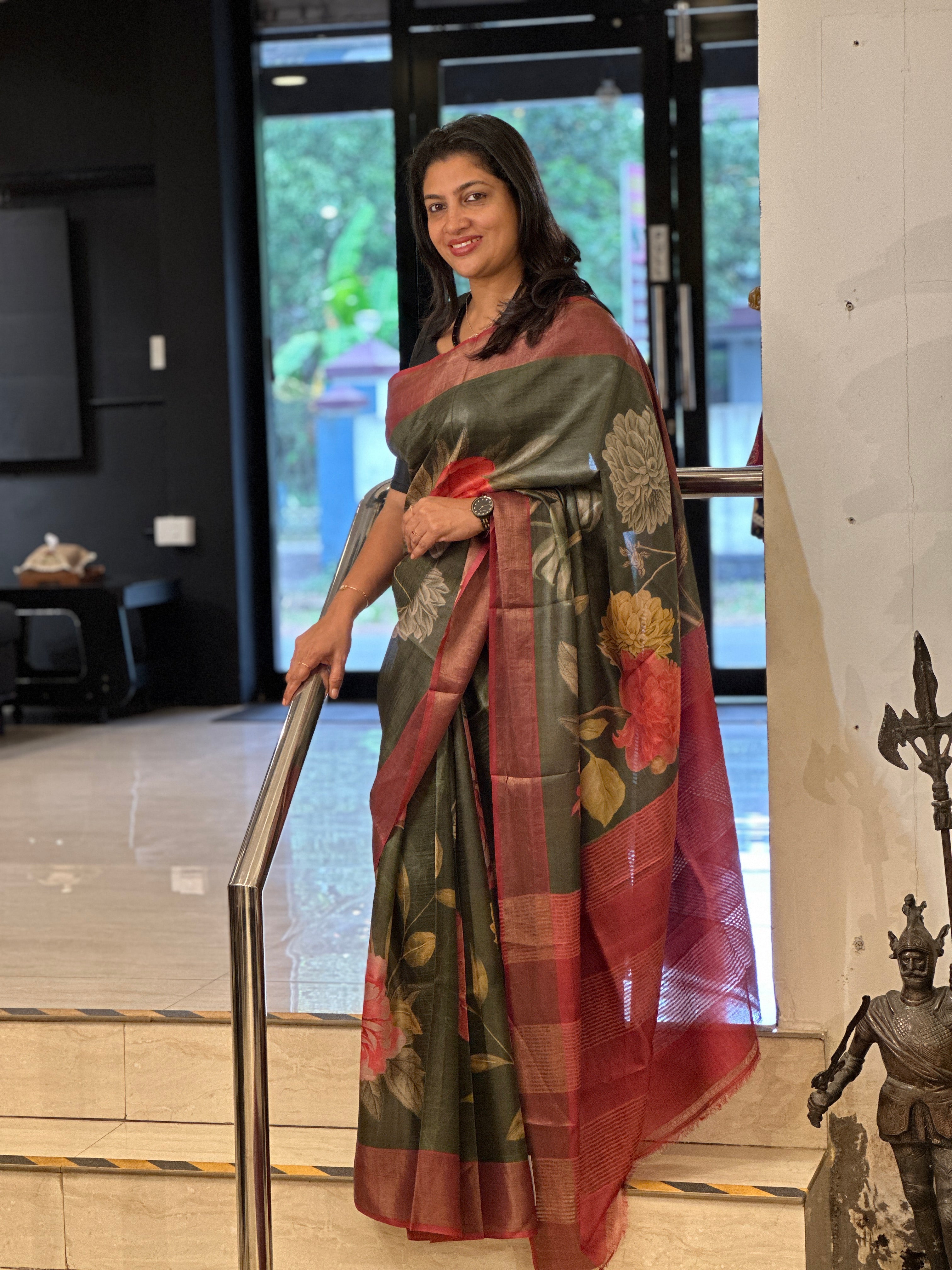 Digital Printed Pure Tussar Saree | AYD178