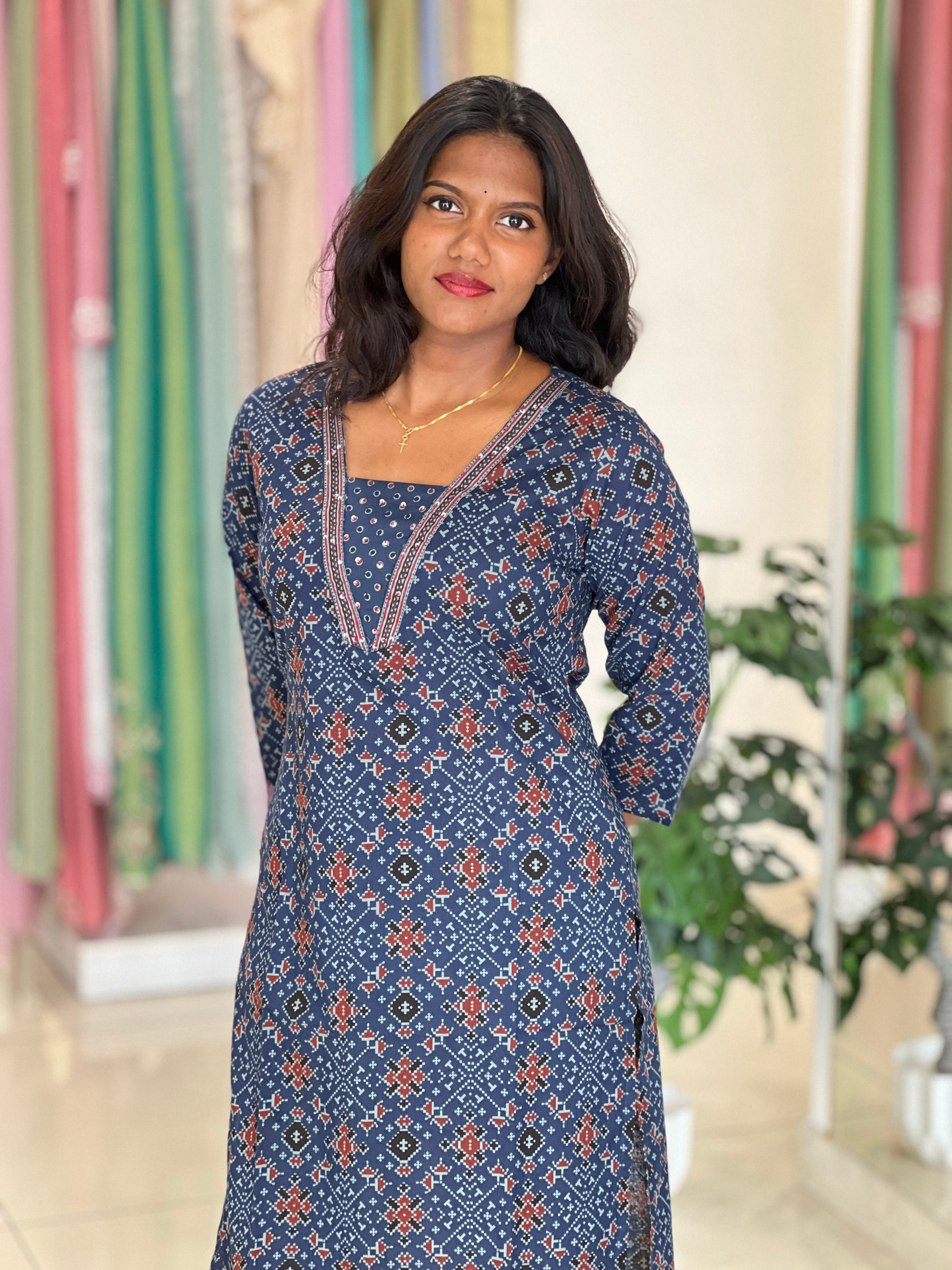 Printed Pattern Cotton Kurta Set | UNM128