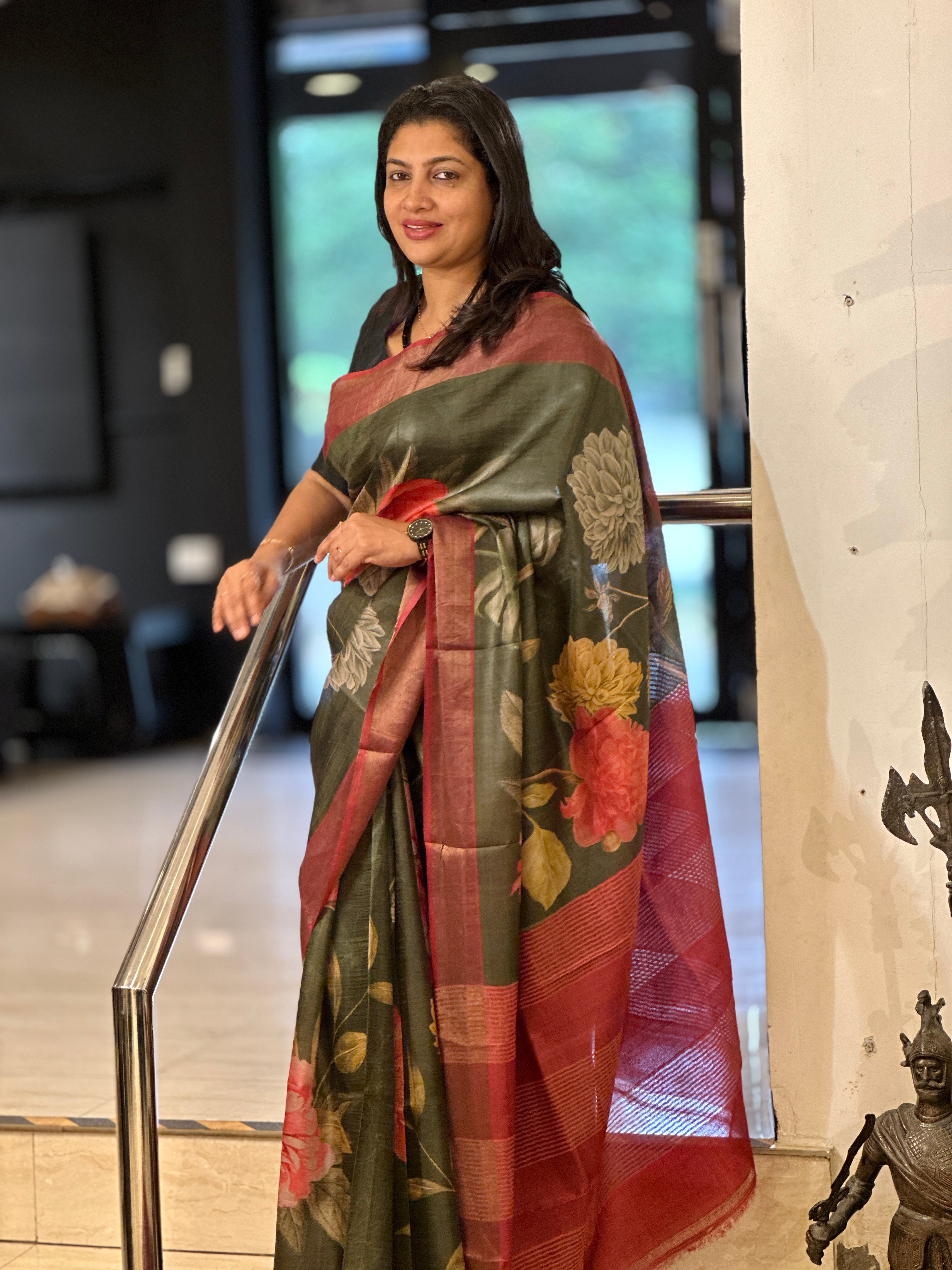 Digital Printed Pure Tussar Saree | AYD178