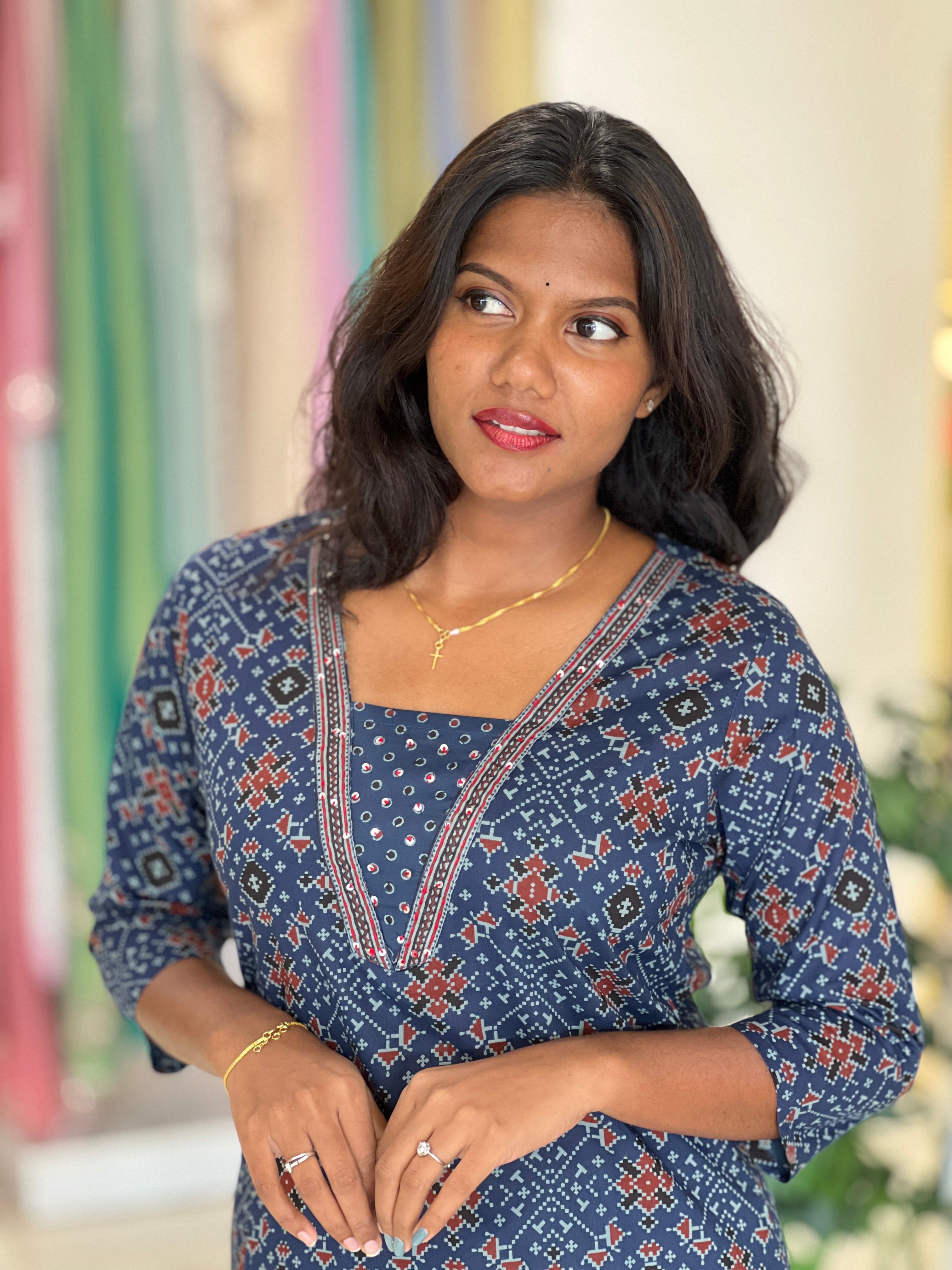 Printed Pattern Cotton Kurta Set | UNM128