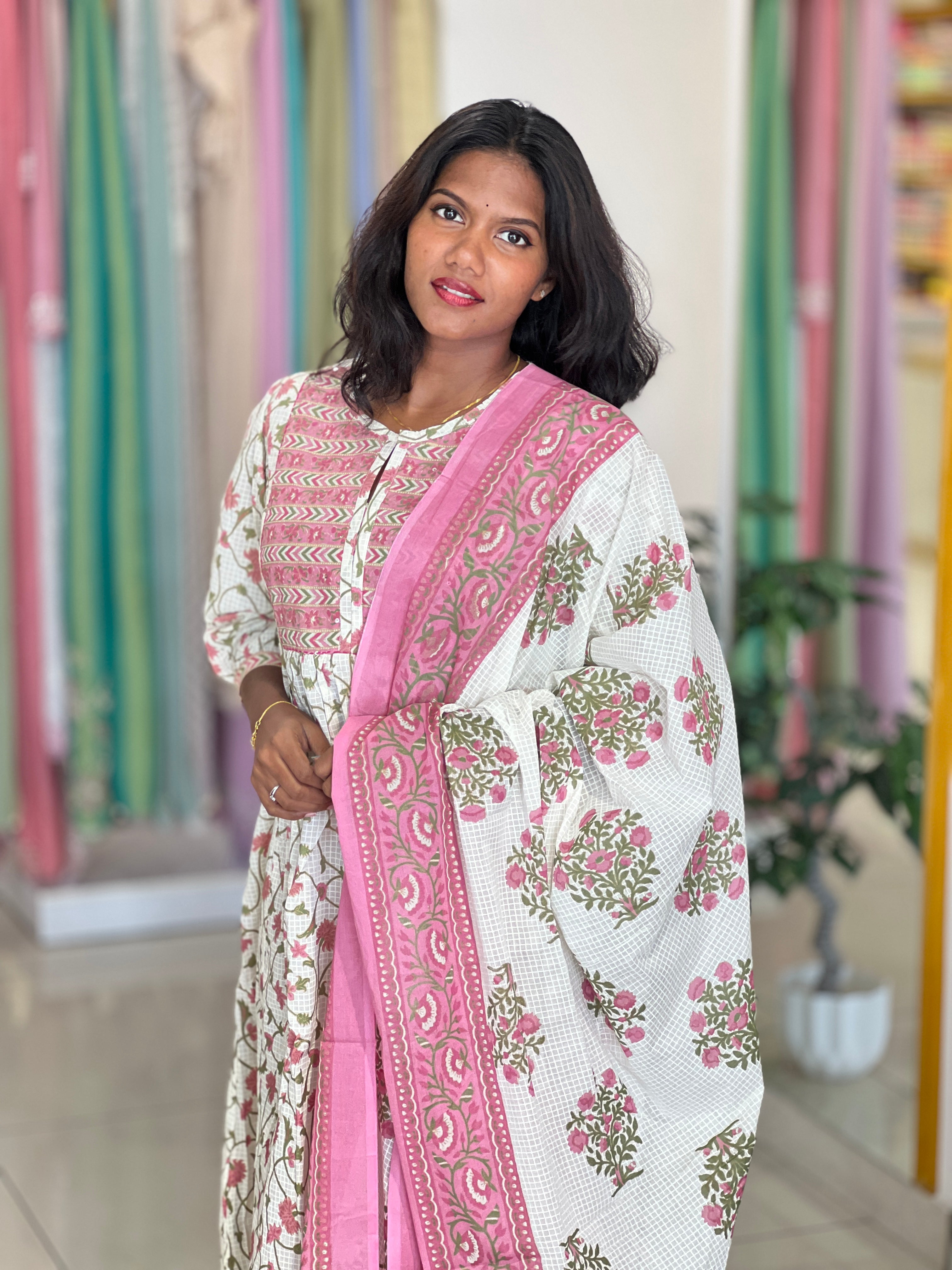 Foil Paint Detailed Cotton Kurta Set |UNM148