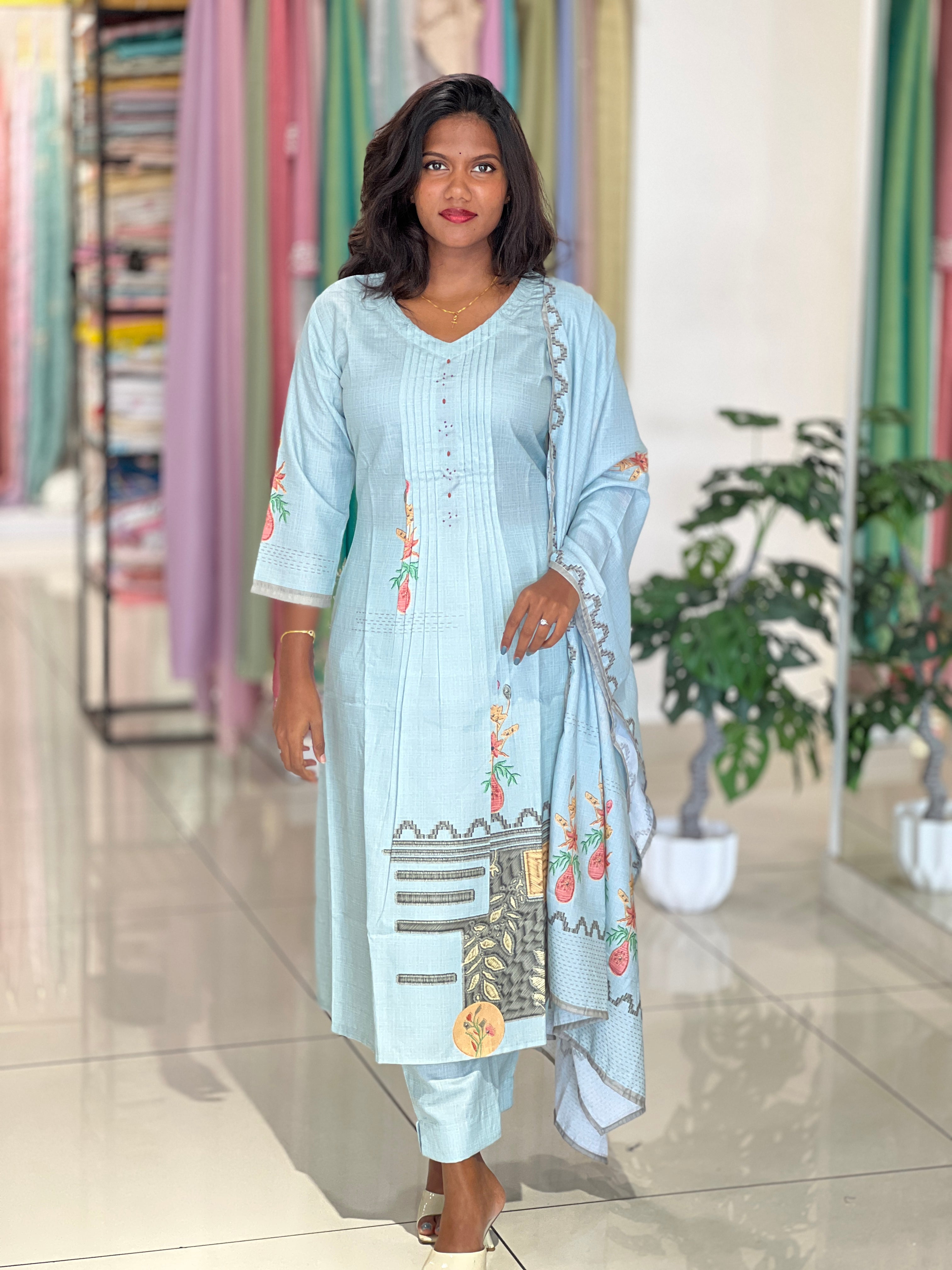 Floral Print Cotton Kurta | UNM121