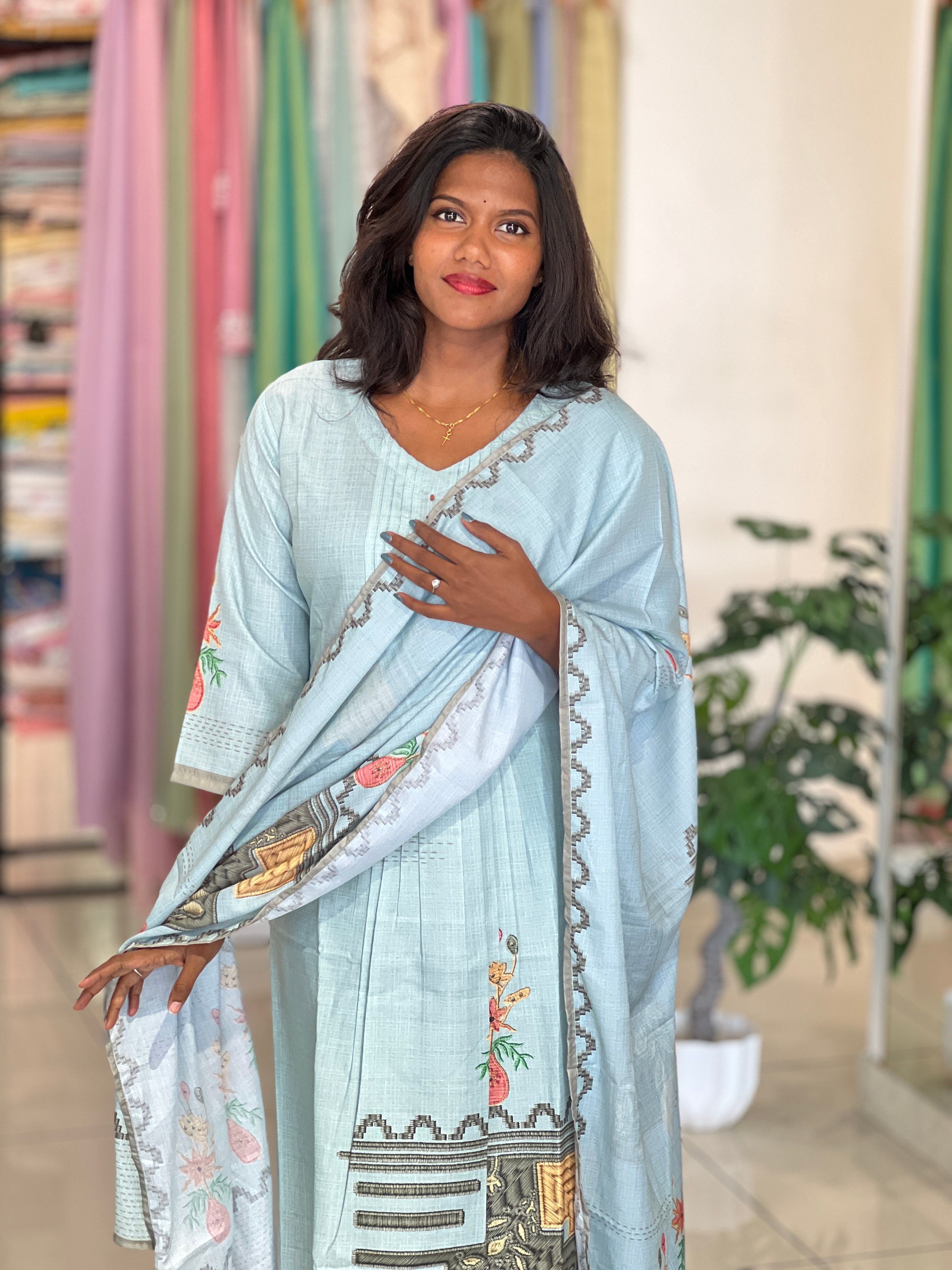 Floral Print Cotton Kurta | UNM121