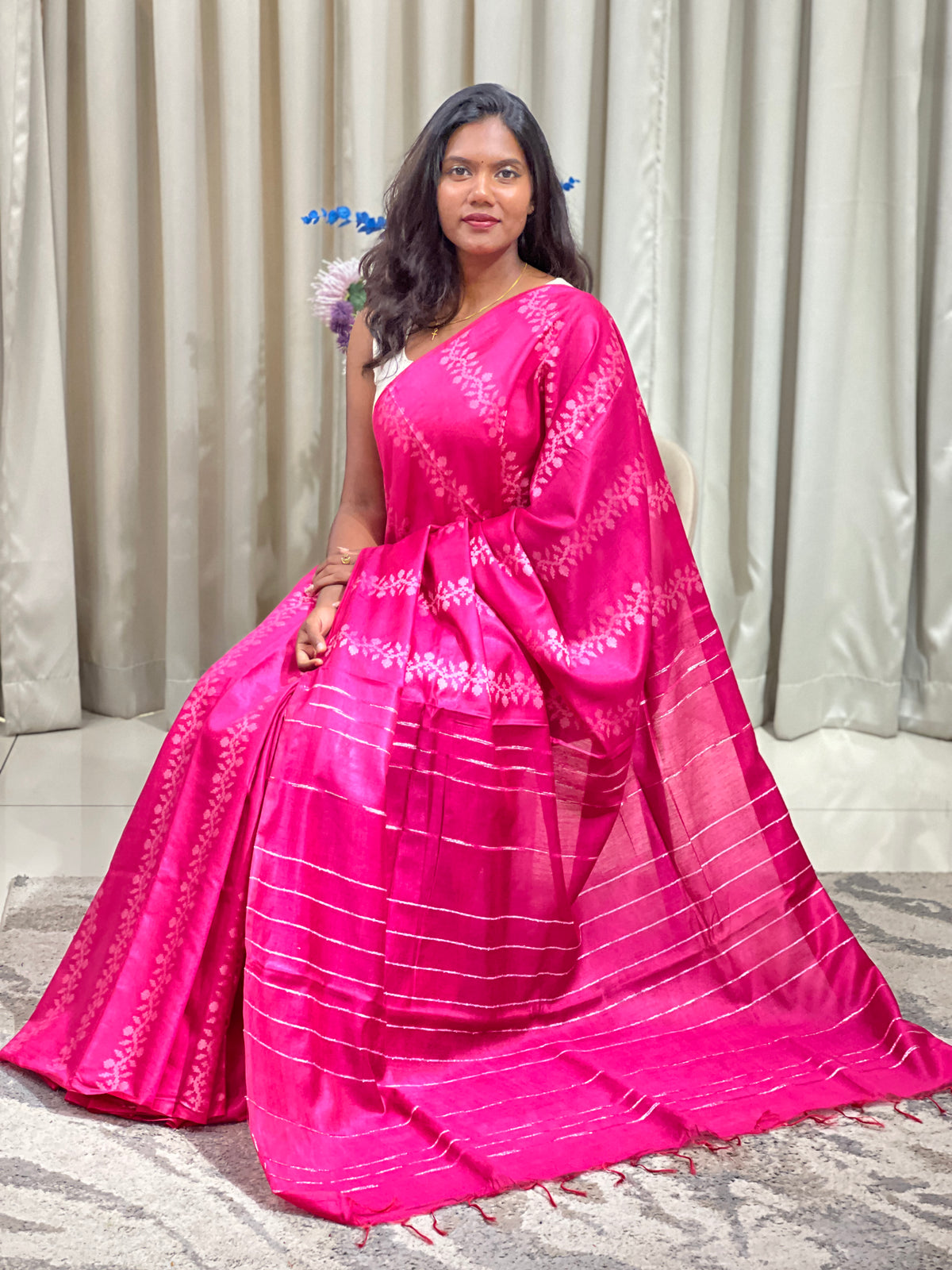 Bhagalpuri Jamdani Woven Staple Cotton Saree | NHH722