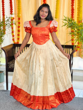 Brocade Weaved Semi Silk Unstitched Dhavani  Blouse & Skirt | ONK105