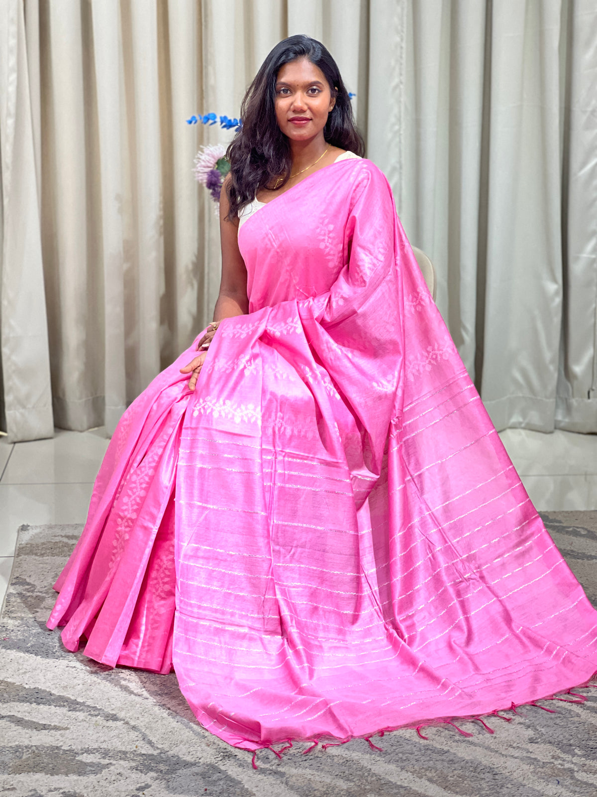 Bhagalpuri Jamdani Woven Staple Cotton Saree | NHH719
