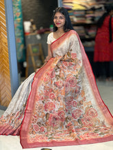 Floral Printed Tissue Linen Saree | KSD152