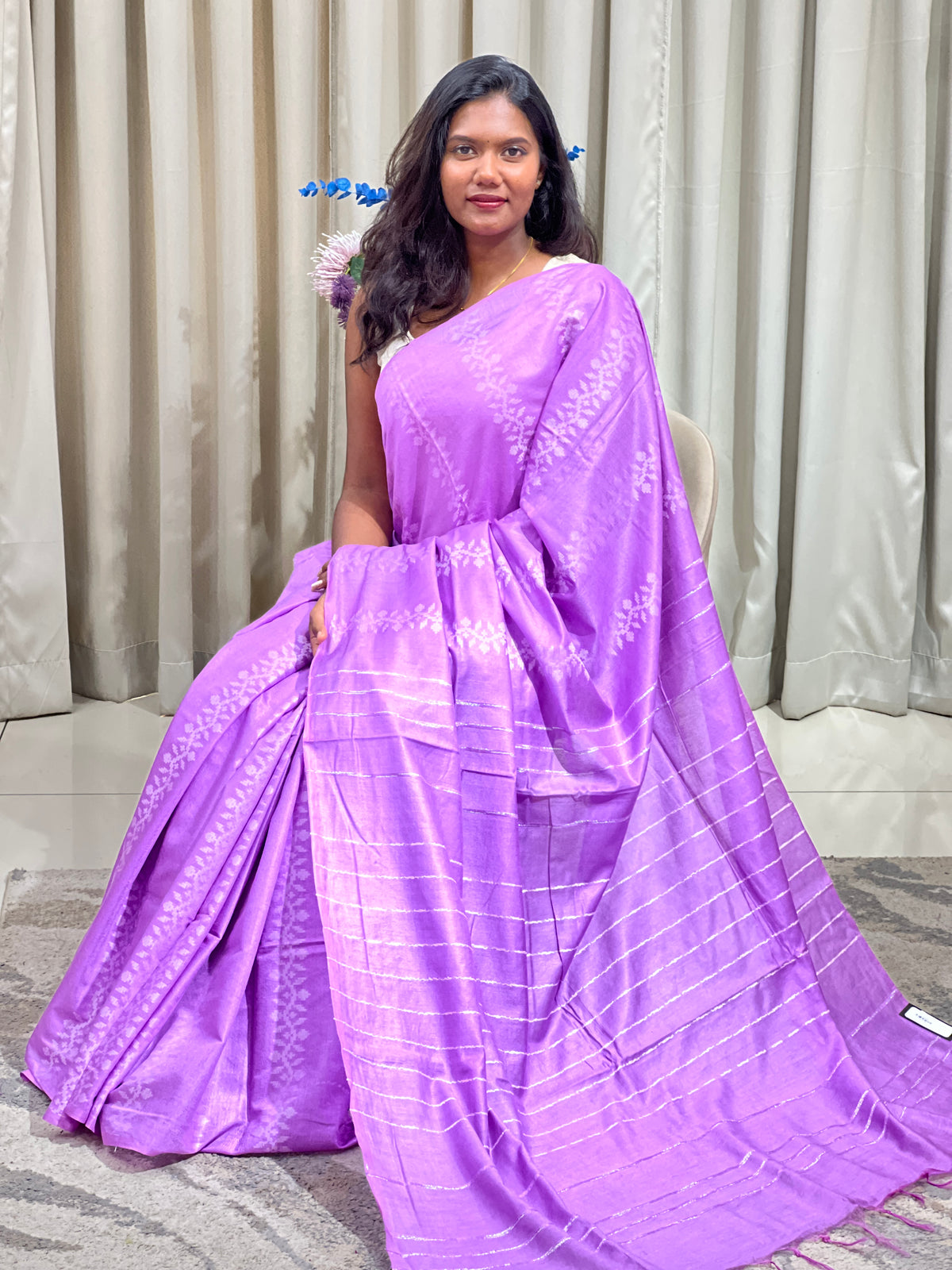 Bhagalpuri Jamdani Woven Staple Cotton Saree | NHH720