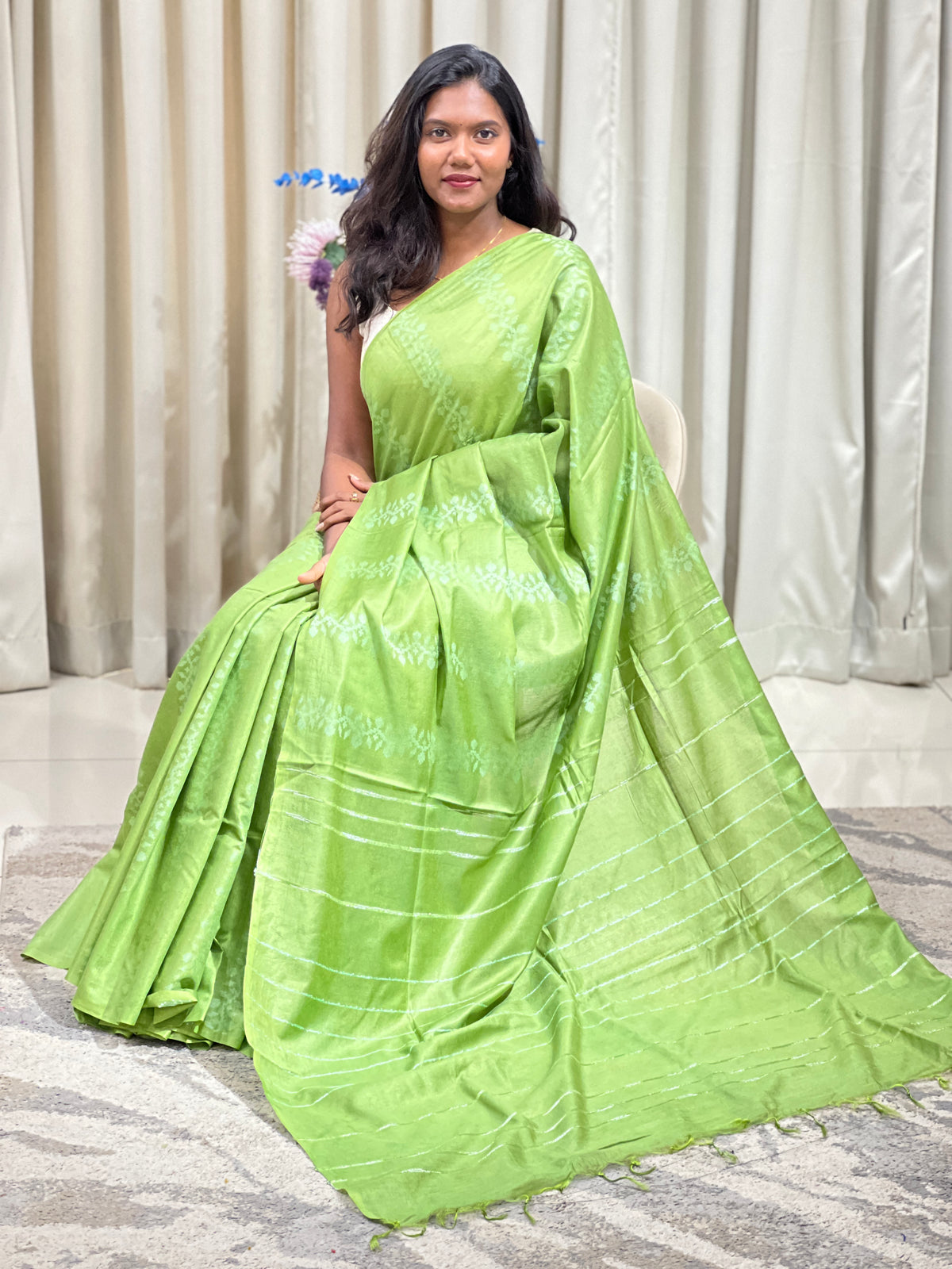 Bhagalpuri Jamdani Woven Staple Cotton Saree | NHH718