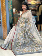 Floral Printed Tissue Linen Saree | KSD152