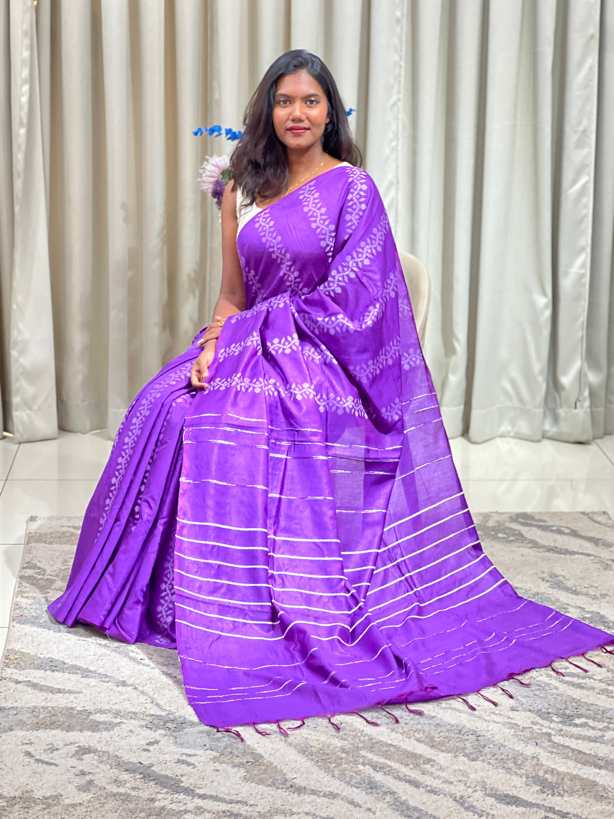 Bhagalpuri Jamdani Woven Staple Cotton Saree | NHH721
