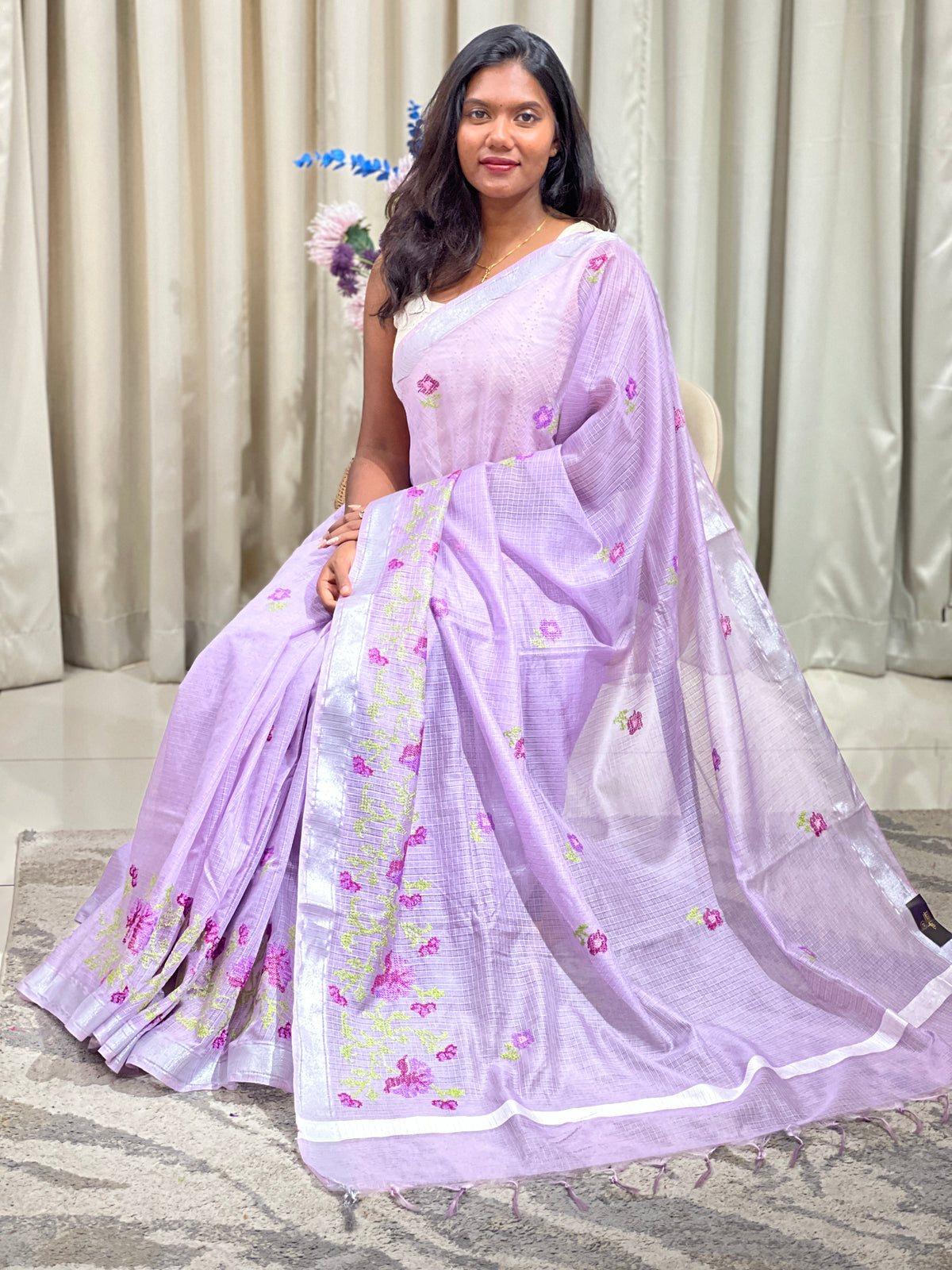 Cross Stitch Embroidery Kota Saree | NHH716
