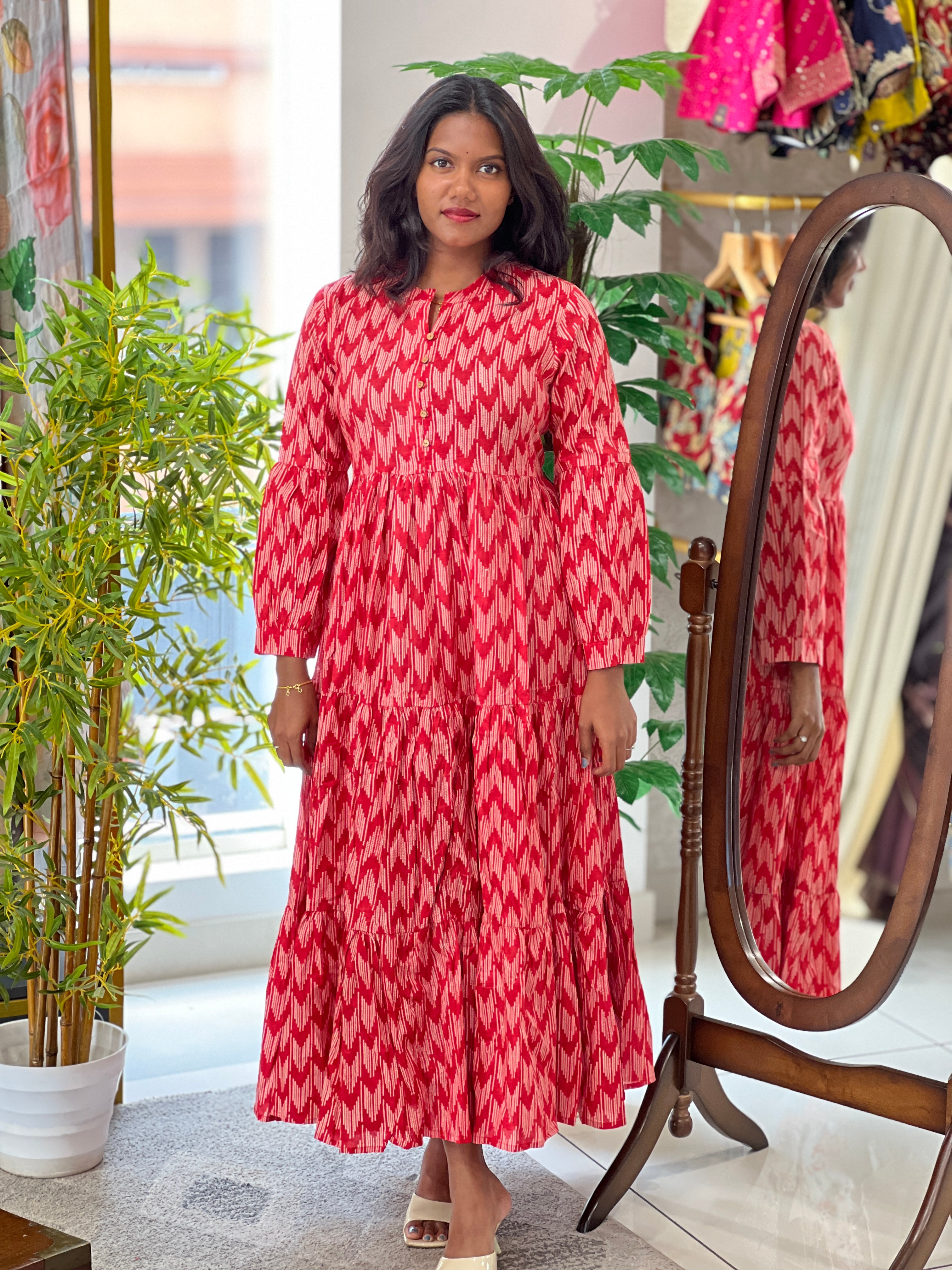 Printed Cotton Maxi Dress | OMF152
