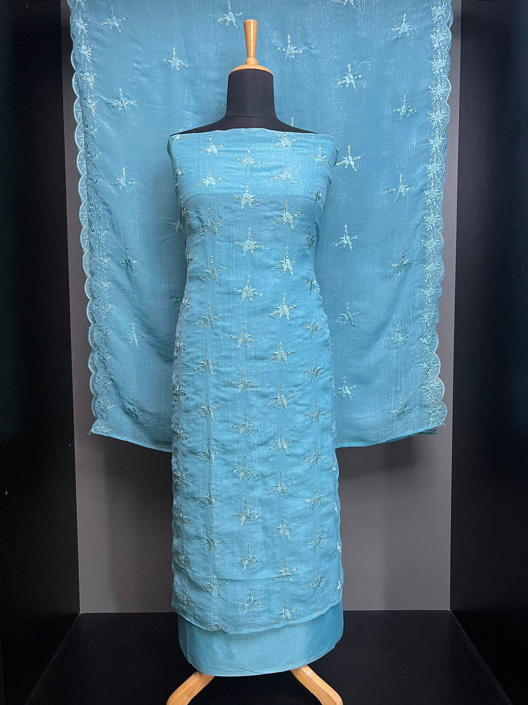 Machine Embroidery Detailed Shimmer Organza Salwar Set | SW2155