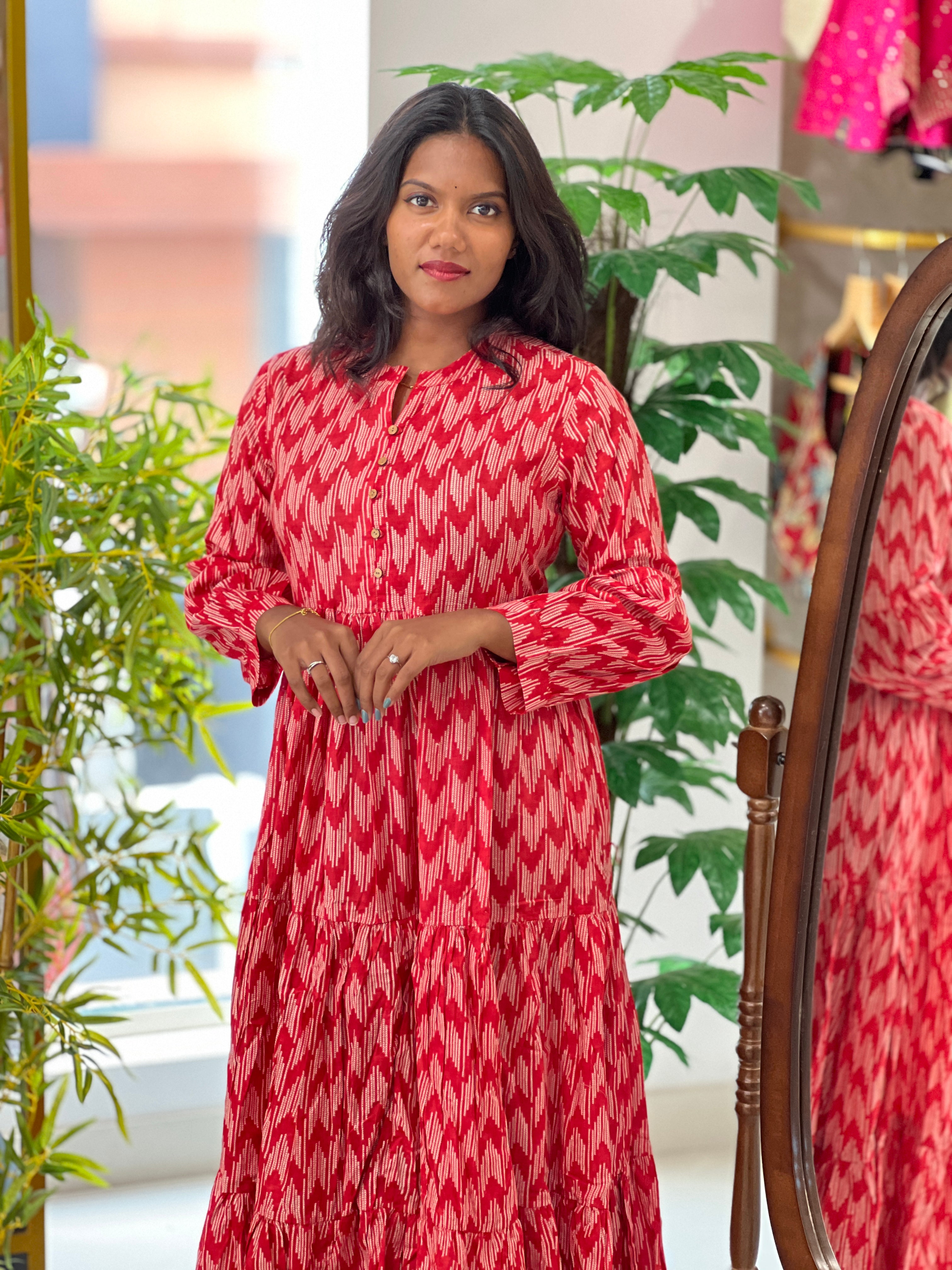 Printed Cotton Maxi Dress | OMF152