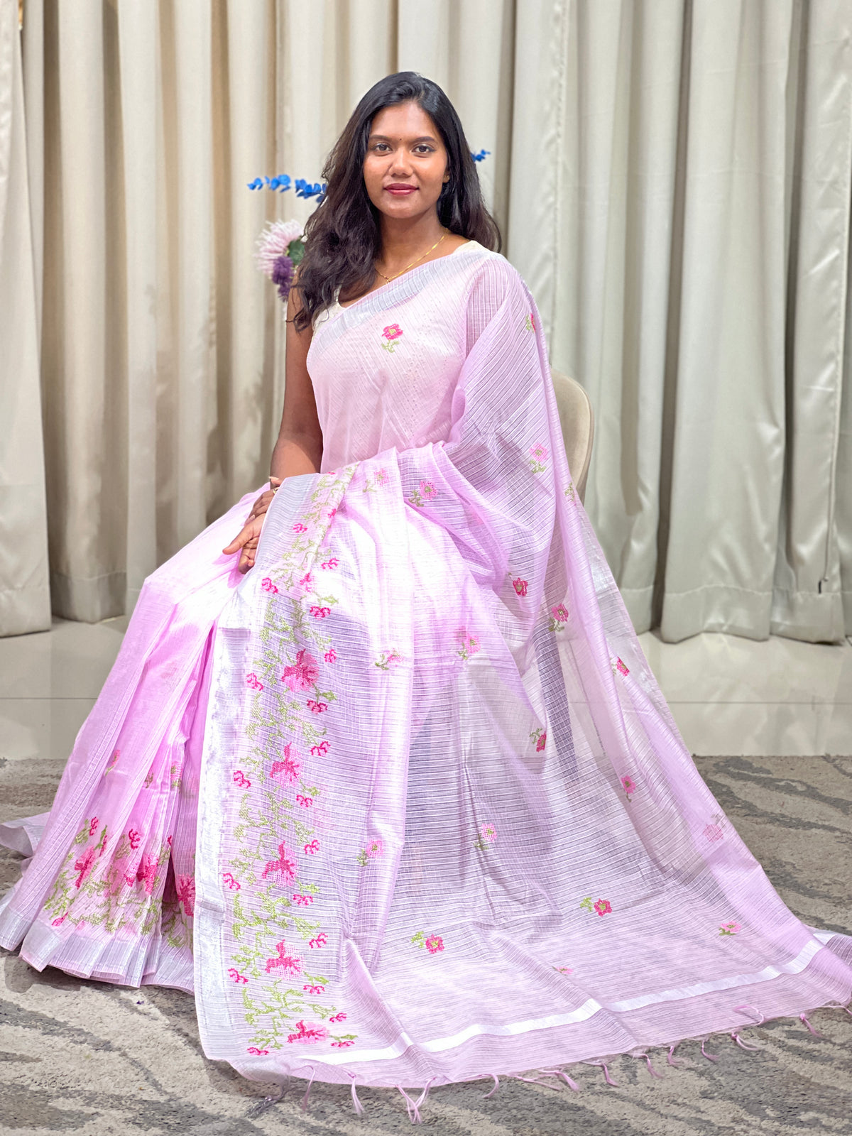 Cross Stitch Embroidery Kota Saree | NHH711
