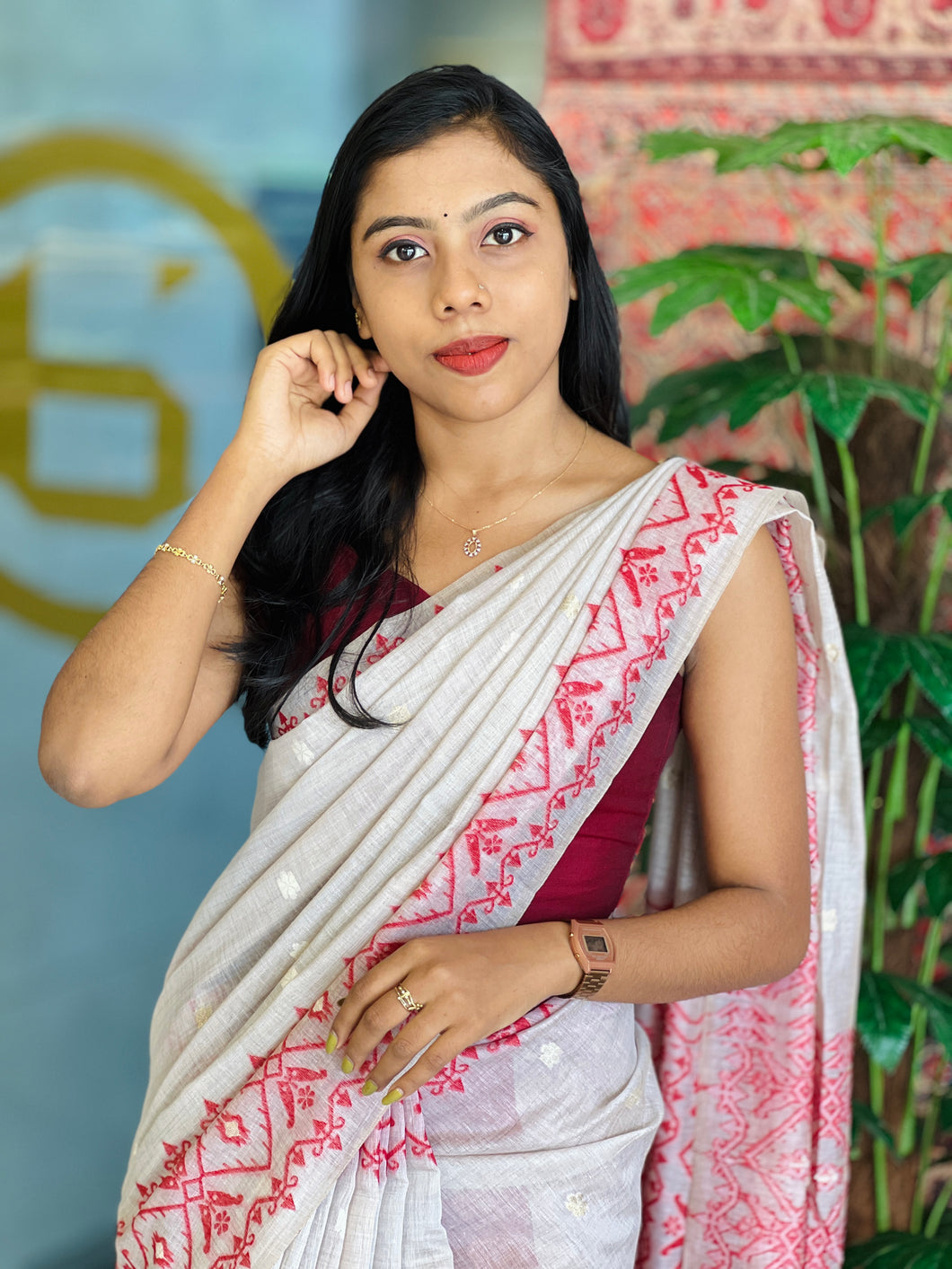 Thread and Zari Weaved Jamdani Saree | SSN223